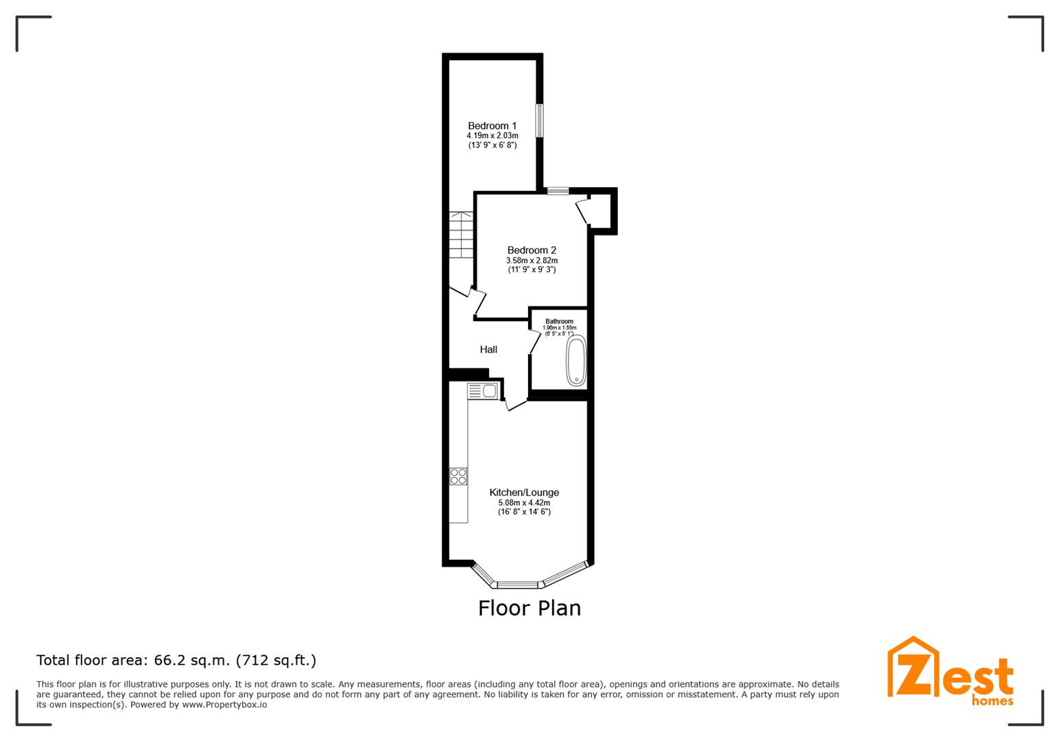 Flat 2, 8, Dalby Square, Margate floorplan