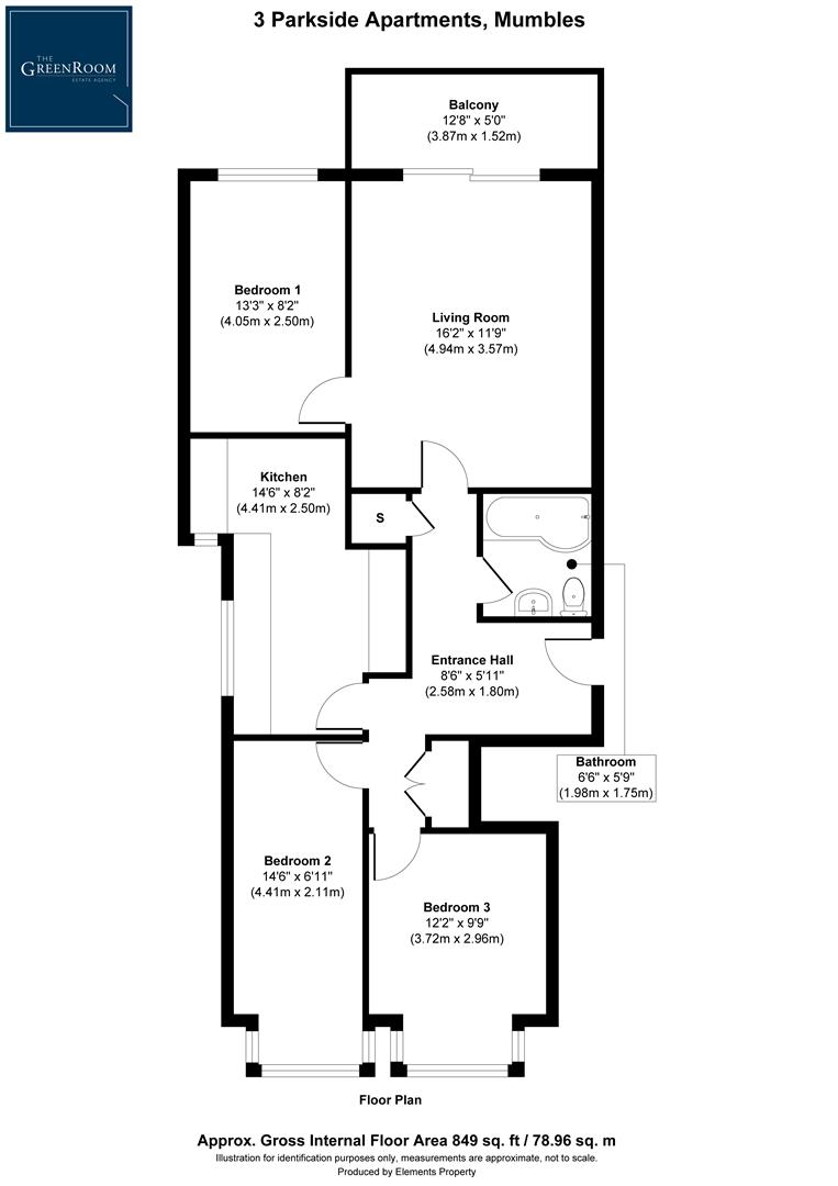 3 Parkside Apartments, 16, Langland Road, Swansea floorplan