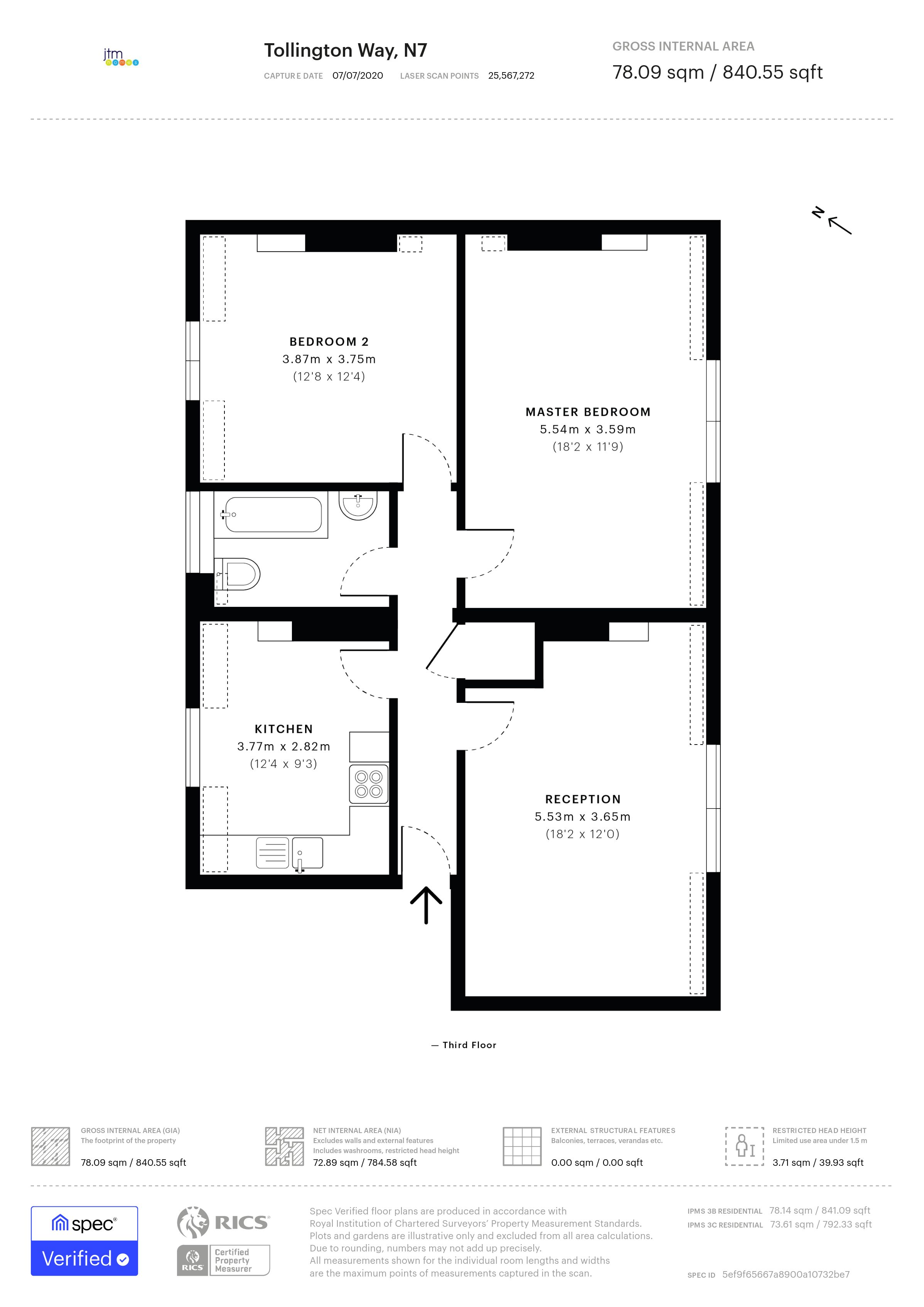 97H, Tollington Way, London floorplan