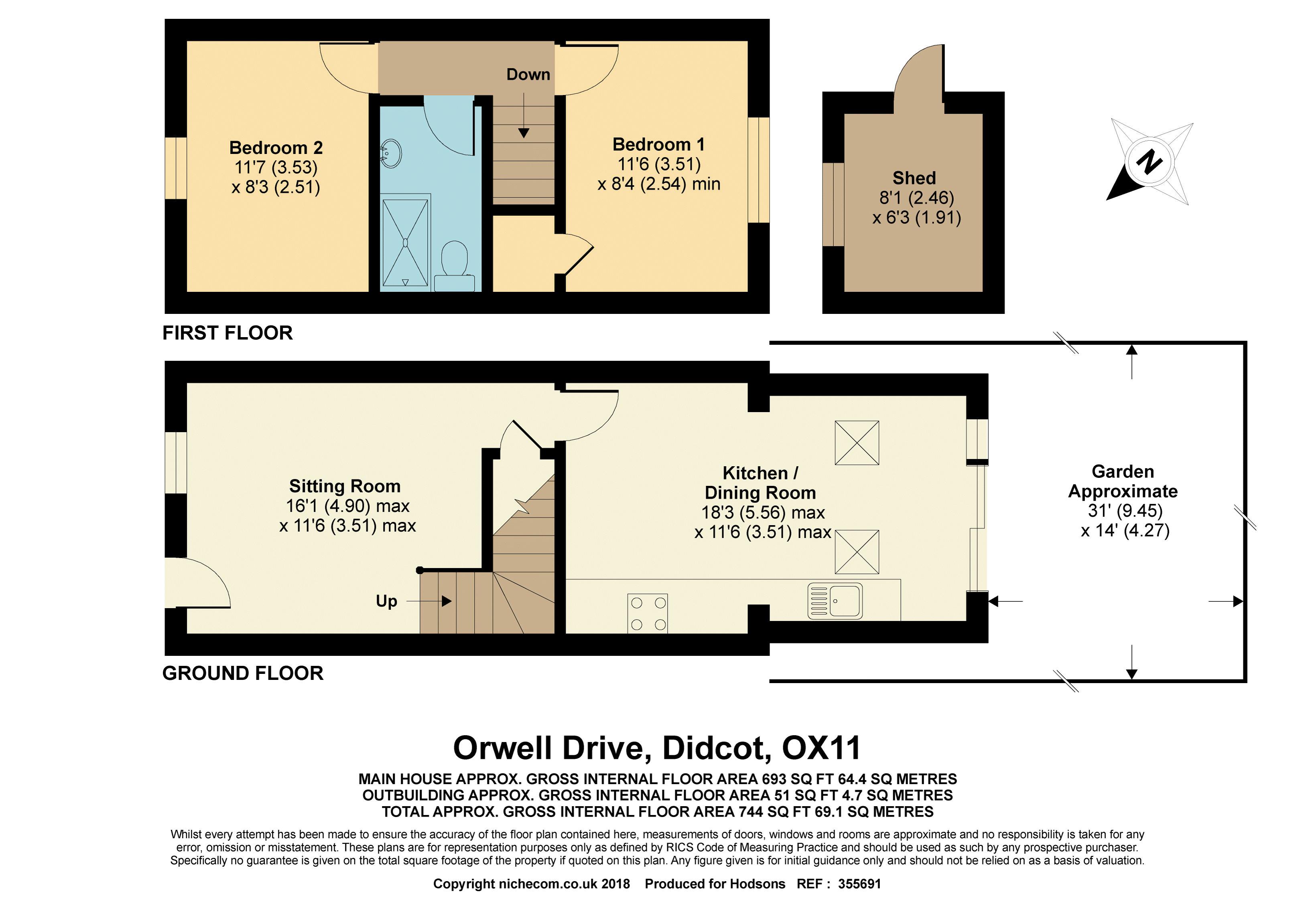 2 Bedrooms Terraced house for sale in Orwell Drive, Didcot OX11