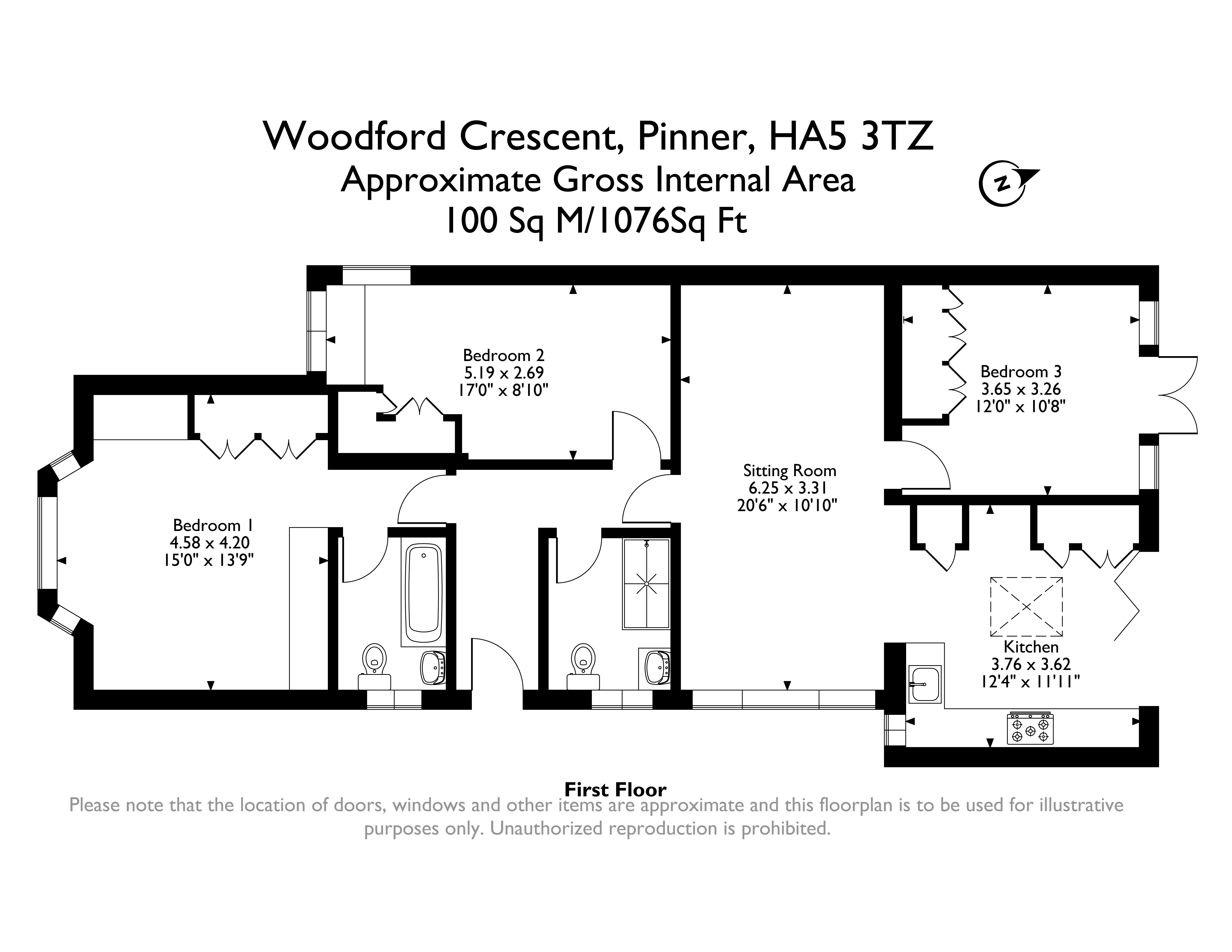 5, Woodford Crescent, Pinner floorplan