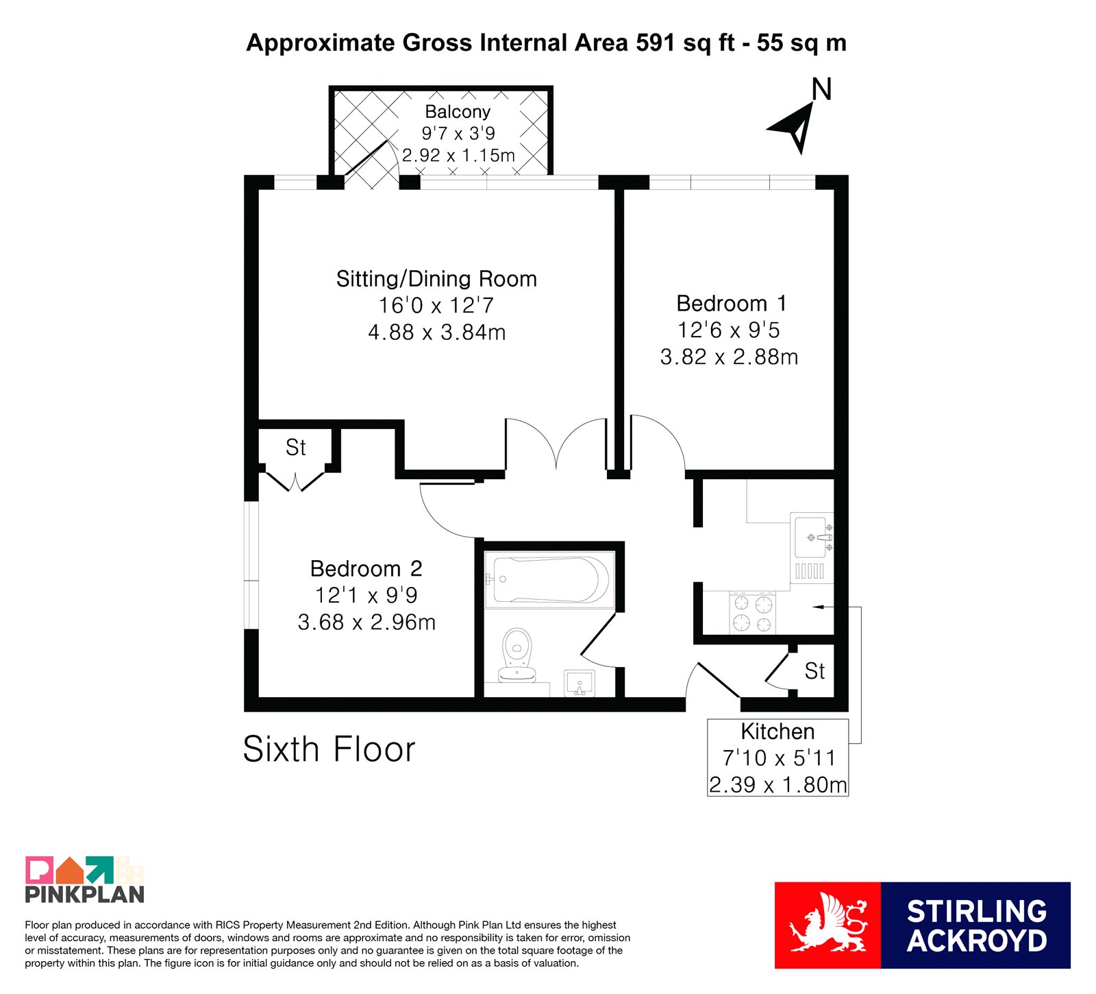 Flat 615, Courtenay House, 9, New Park Road, London floorplan