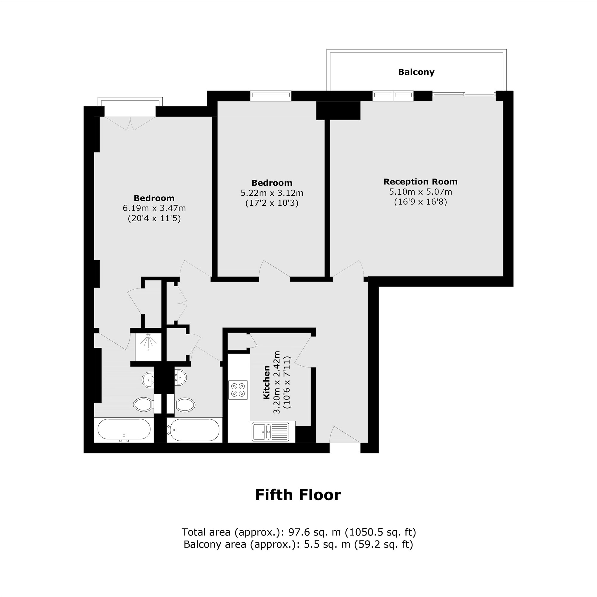 Flat 77, Artillery Mansions, Victoria Street, London floorplan