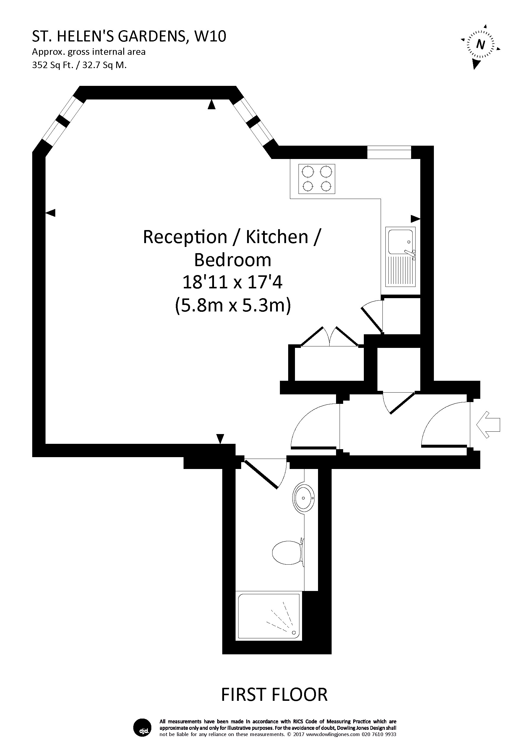 0 Bedrooms Studio to rent in St Helen's Gardens, London W10