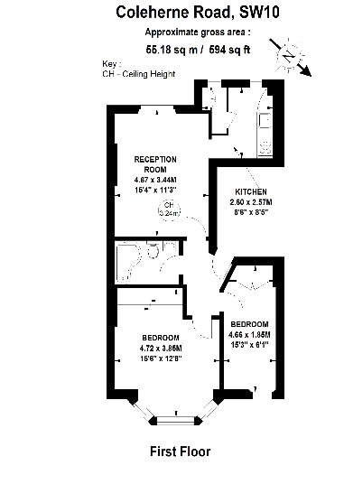 2 Bedrooms Flat to rent in Coleherne Road, London SW10