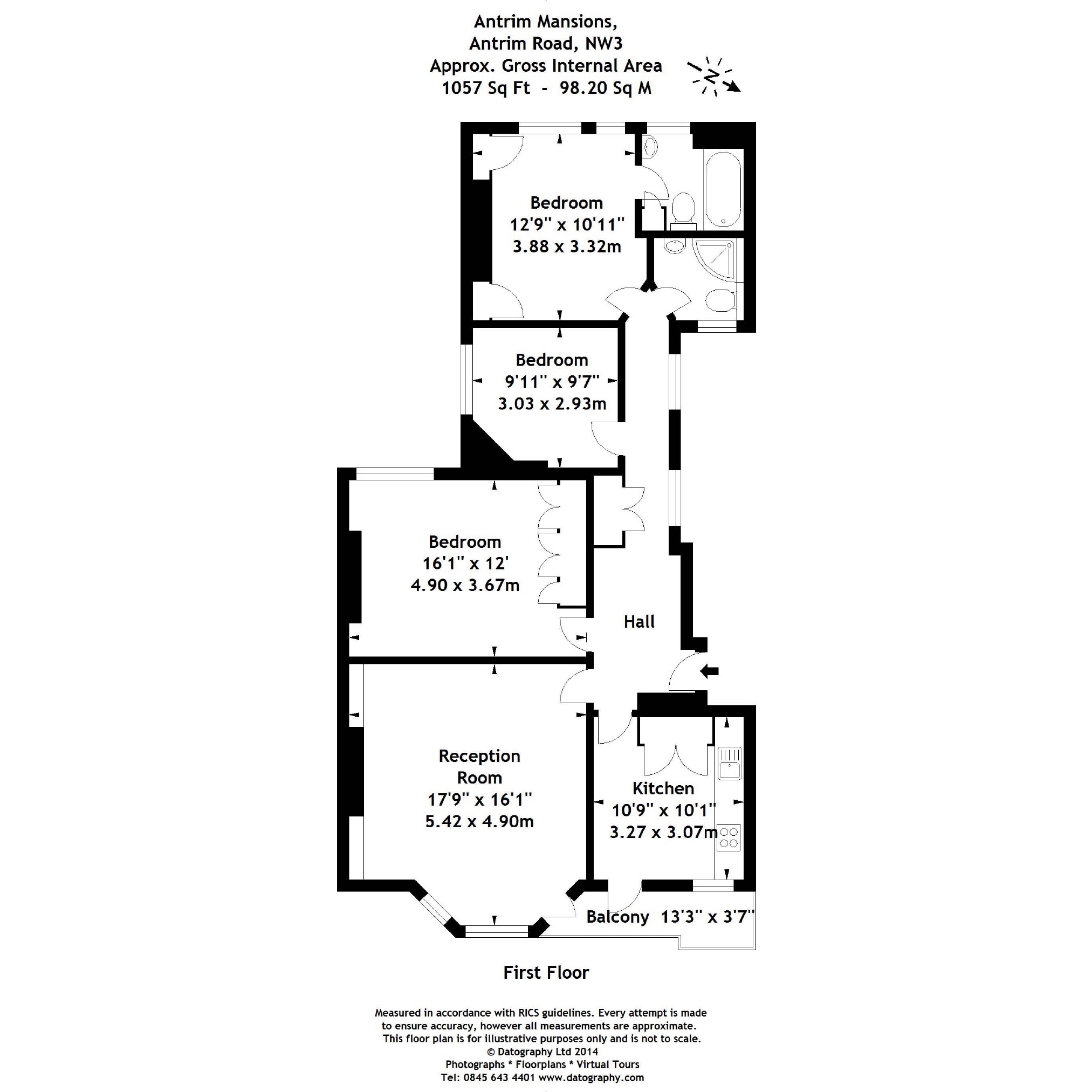 3 Bedrooms Flat to rent in Antrim Road, Belsize Park, London NW3