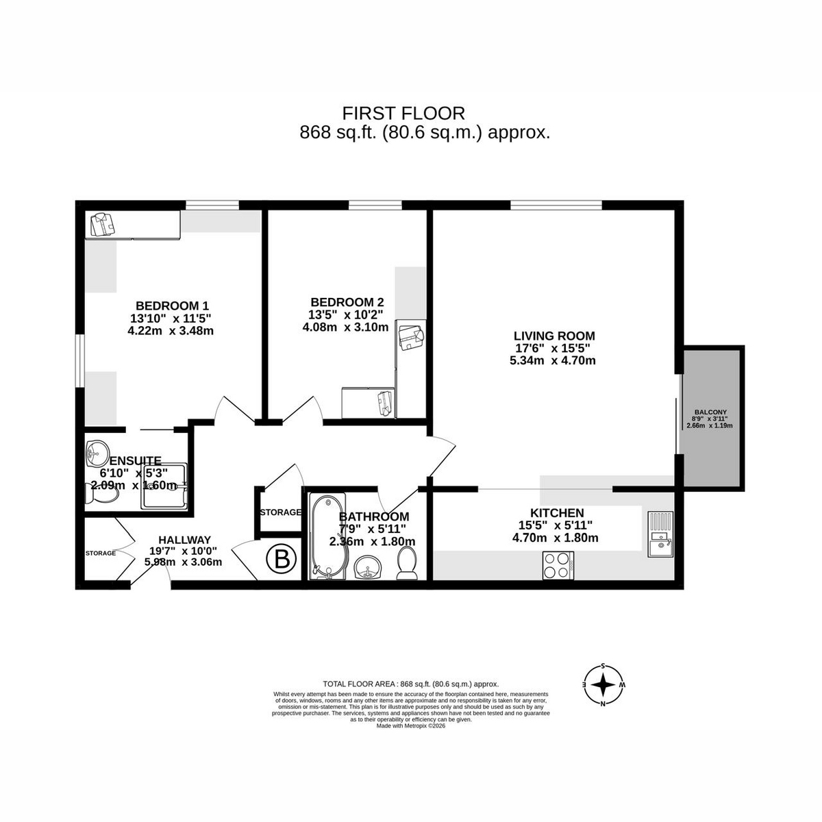 Flat Flat 1, Victoria Mansions, Navigation Way, Preston floorplan