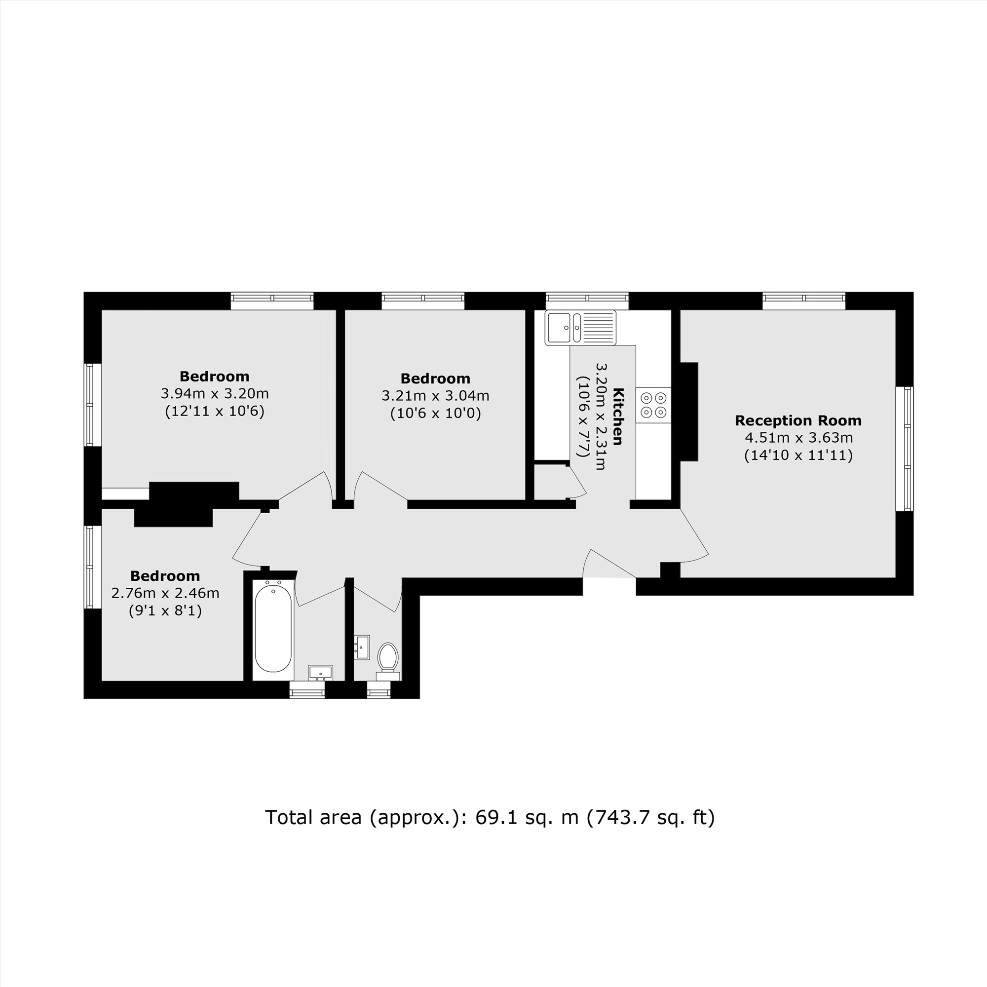 Flat 36, Moreton House, Garratt Lane, London floorplan
