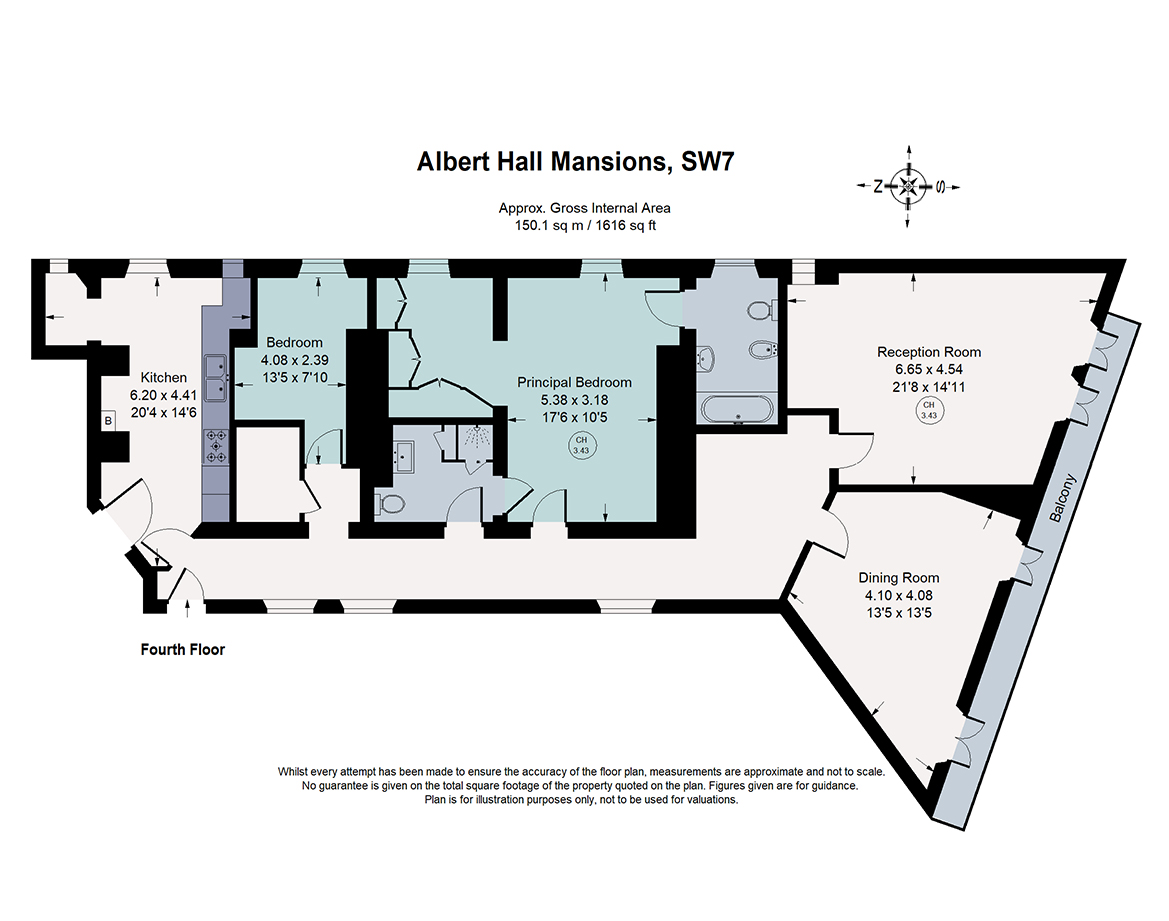 Flat 43, Albert Hall Mansions,, Kensington Gore, London floorplan