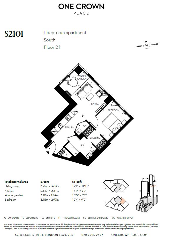 1 Bedrooms Flat for sale in One Crown Place, Hackney EC2A