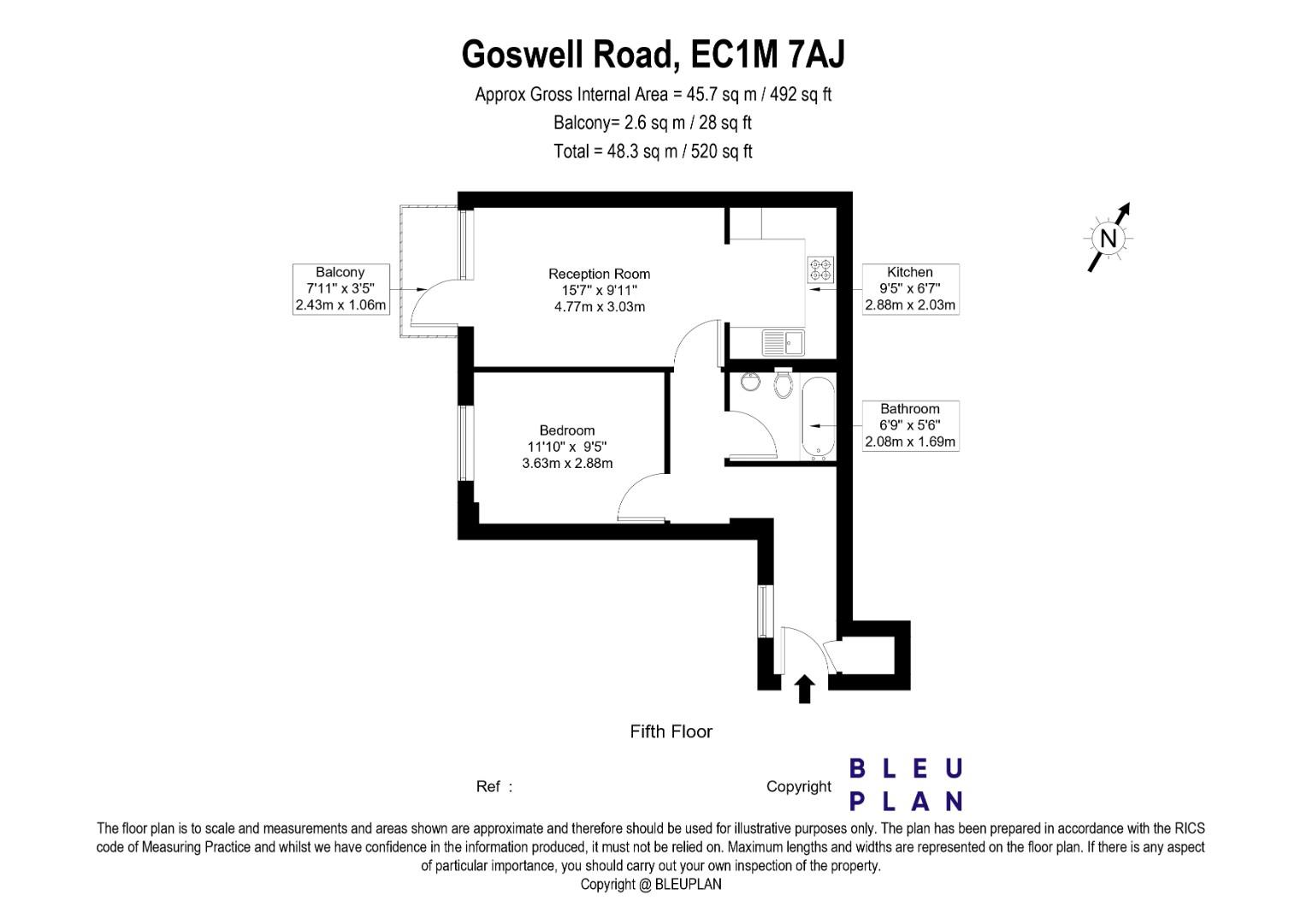 501, 25, Goswell Road, London floorplan