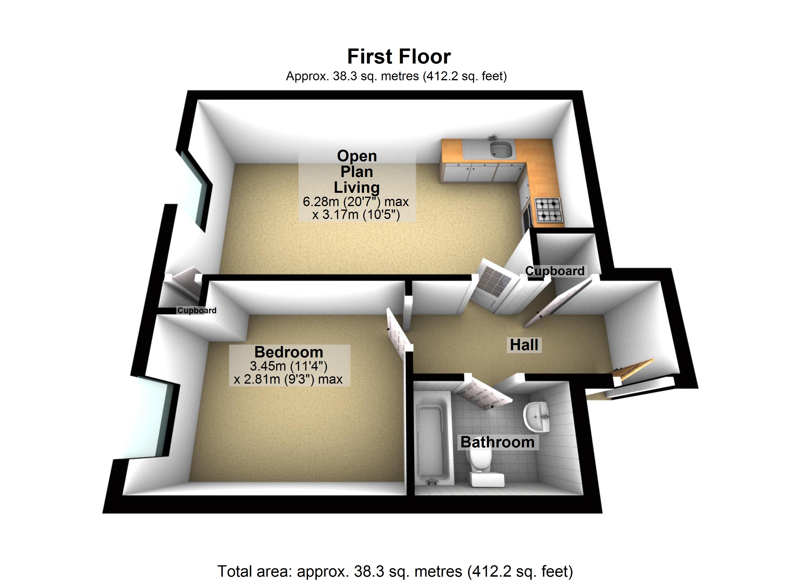 1 Bedrooms Flat to rent in Bell Farm Lane, Uckfield TN22