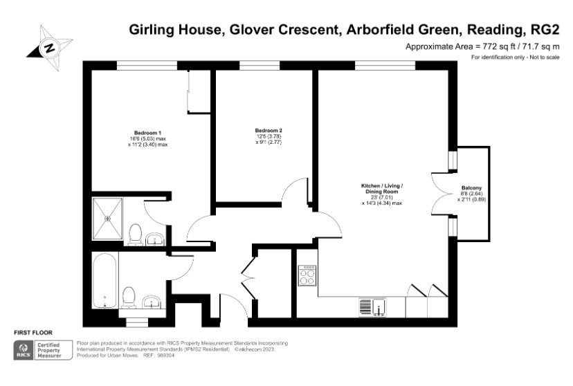 Flat 3, Girling House, 8, Glover Crescent, Reading floorplan