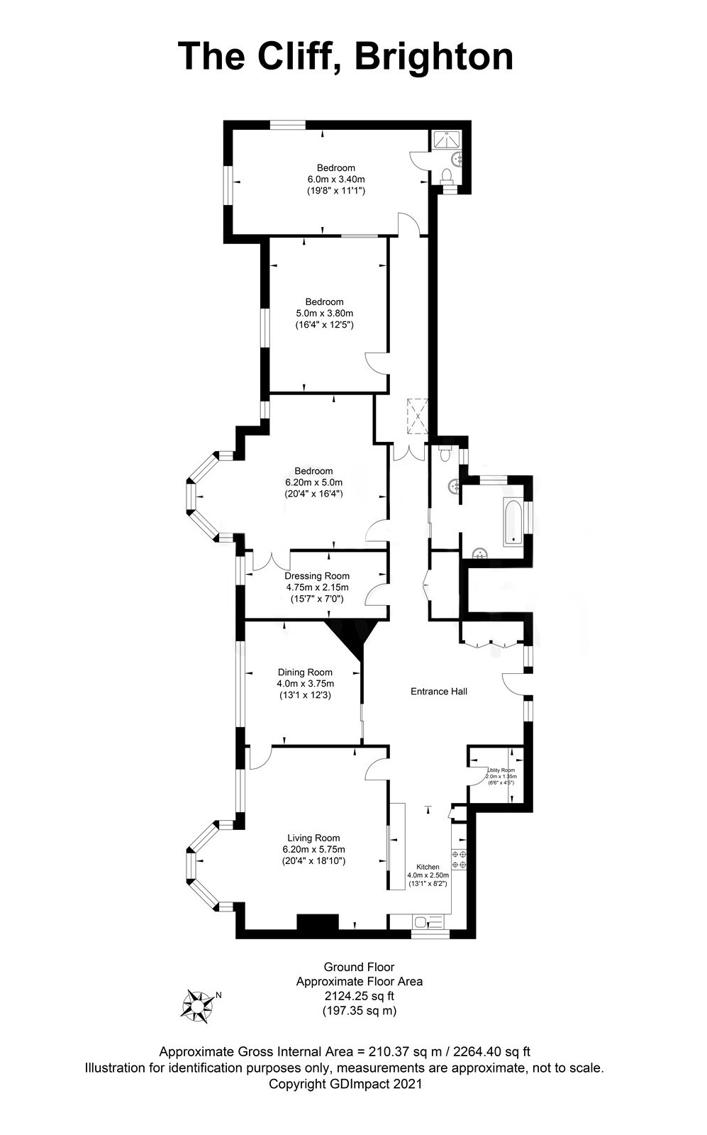 Flat 3, White Lodge, 40, The Cliff, East Sussex floorplan