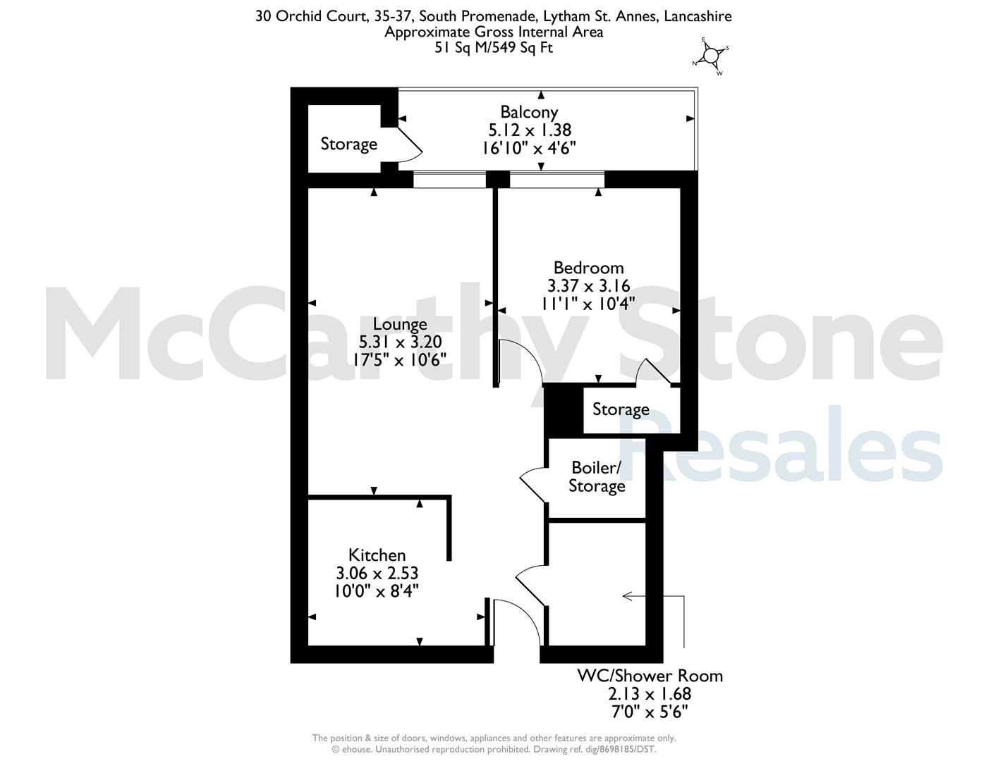 30 Orchid Court, 35-37 South Promenade, Lytham St. Annes floorplan