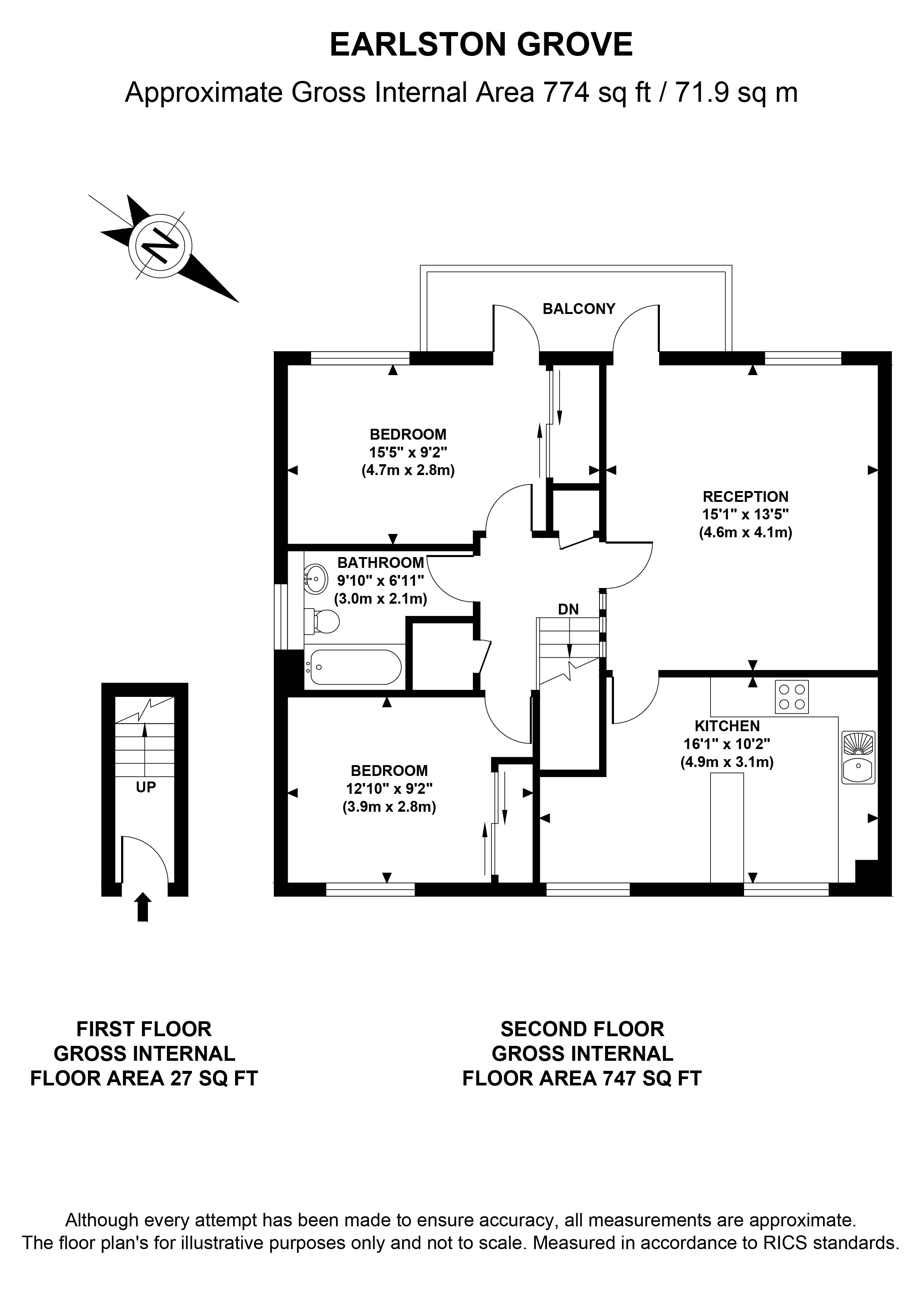 2 Bedrooms Flat to rent in Earlston Grove, Victoria Park E9