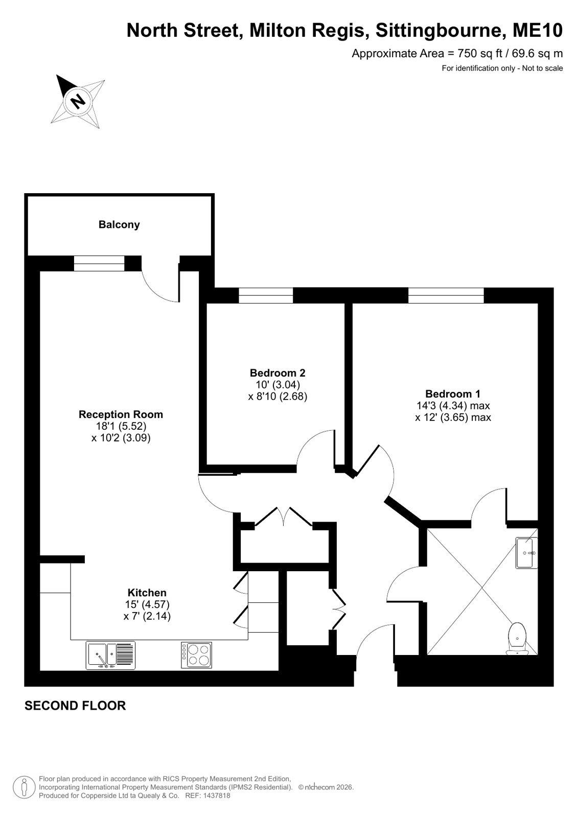Flat 43, Regis Gate,, North Street, Sittingbourne floorplan