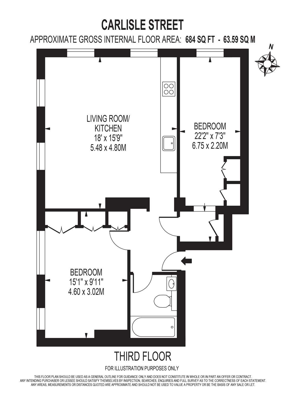 Flat 2, 3, Carlisle Street, London floorplan