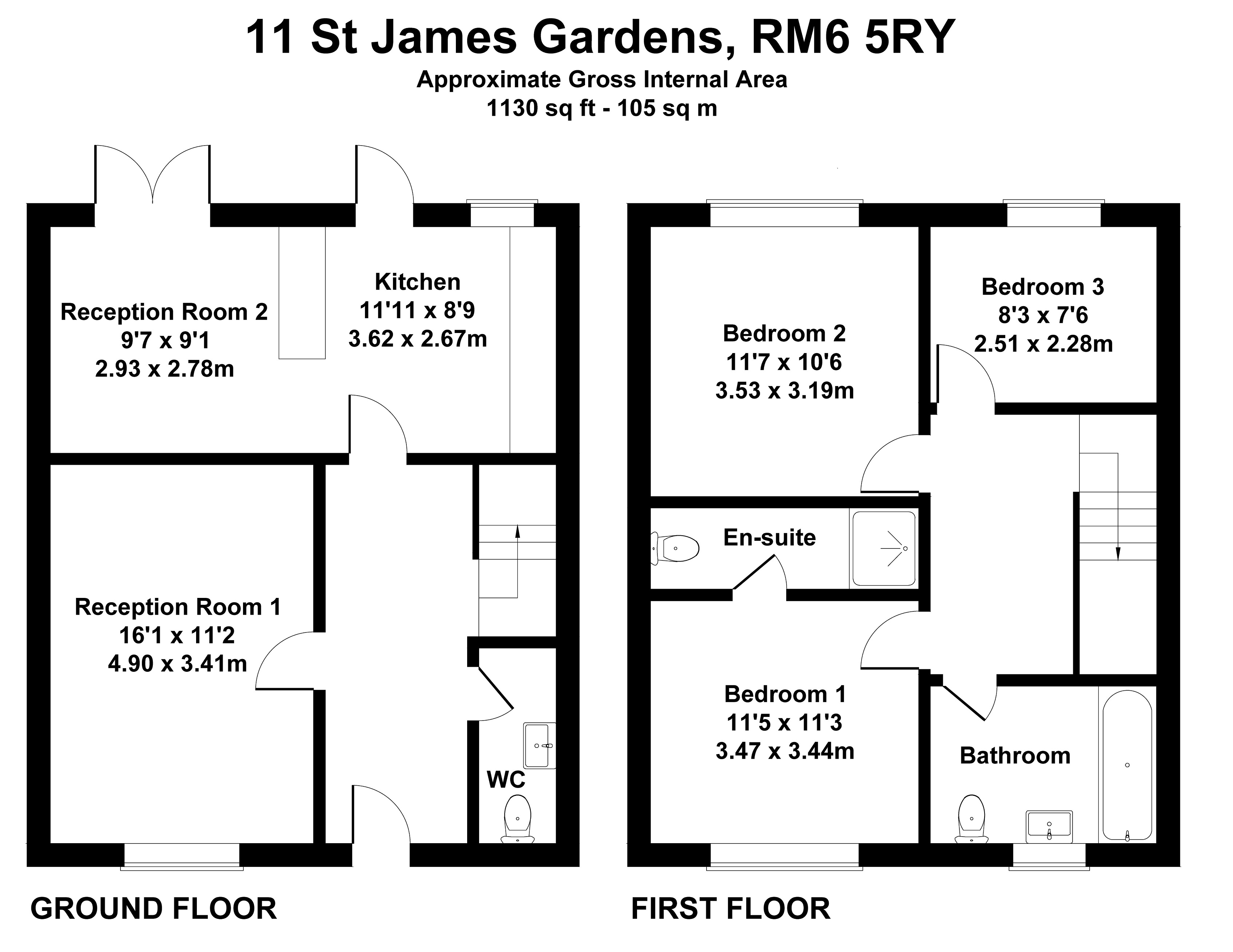 St James Gardens, Chadwell Heath, Essex RM6, 2 bedroom terraced house