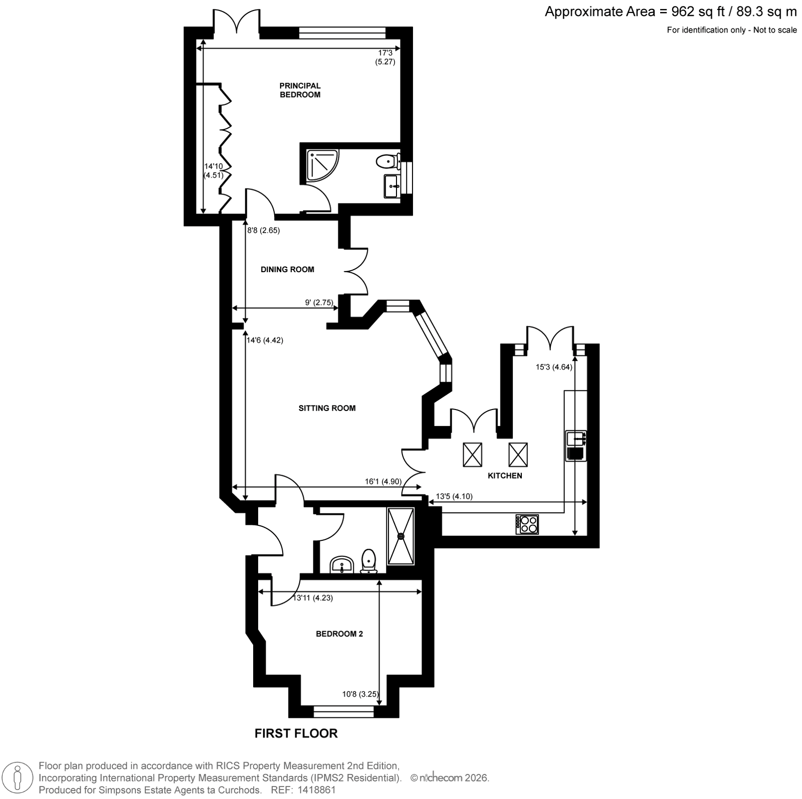 Flat 2, Fairwood House,, Round Oak Road, Weybridge floorplan