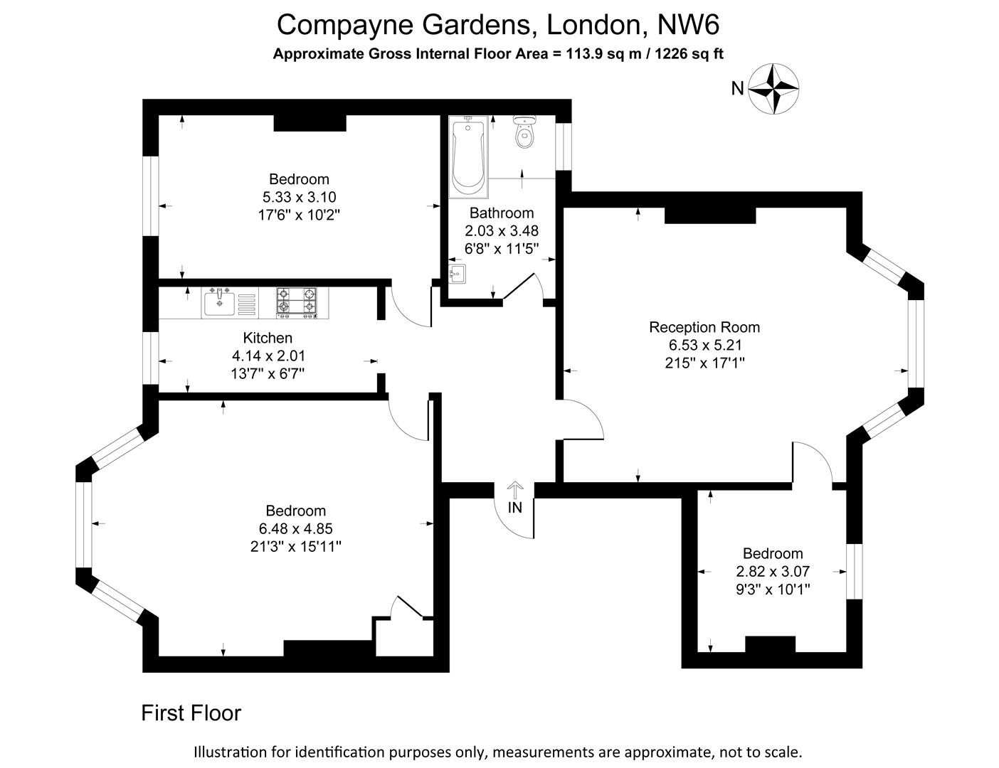 Flat B, 6, Compayne Gardens, London floorplan