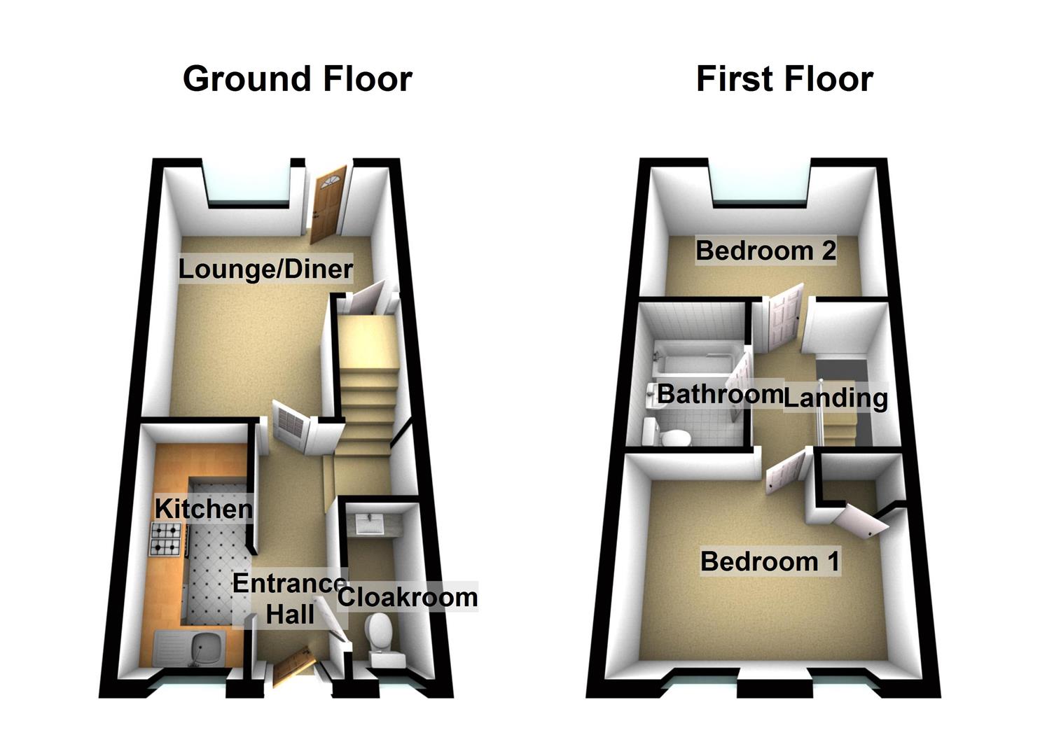 2 Bedrooms Terraced house to rent in Thornhill Place, Luton LU4