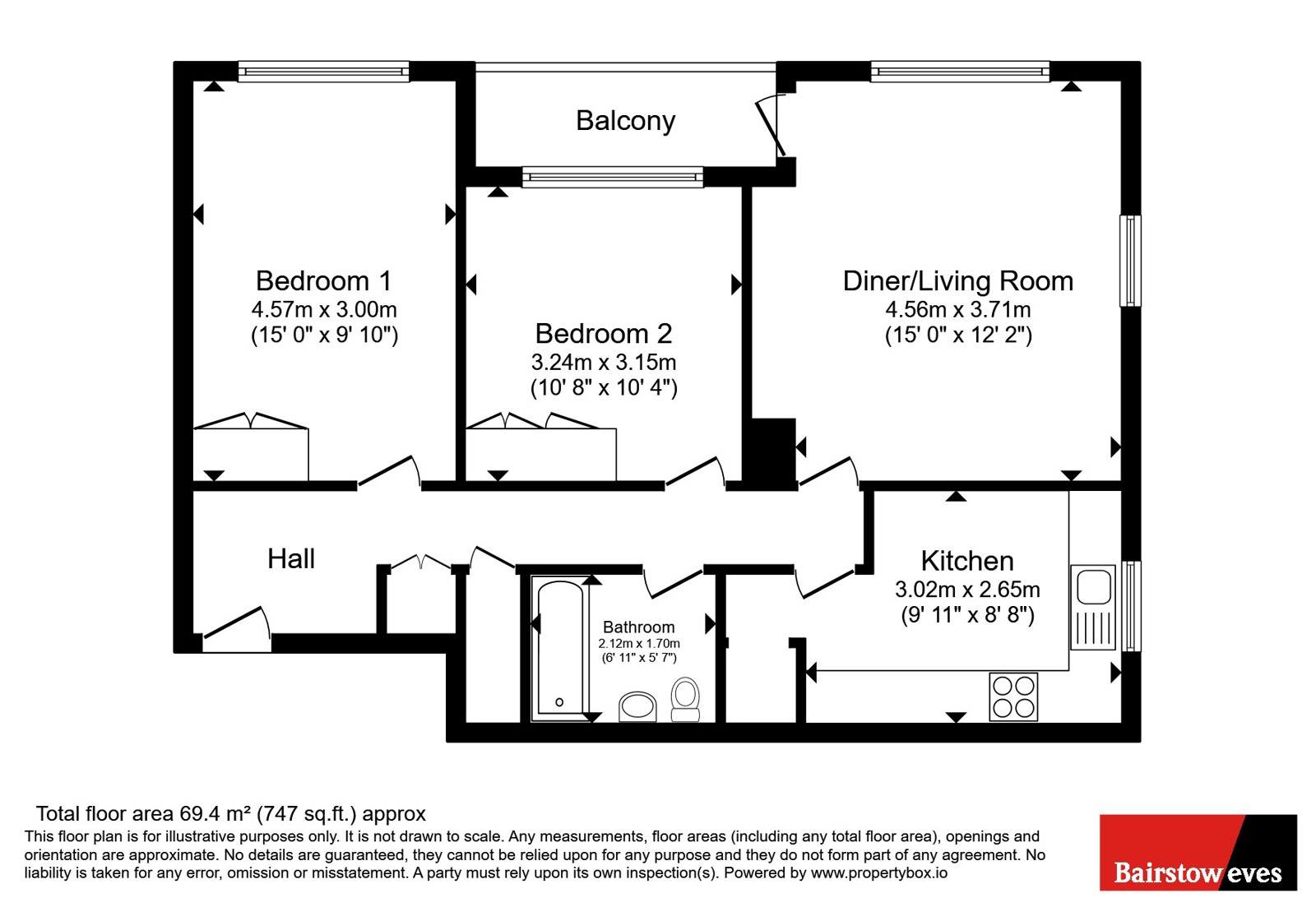 Flat 276 Haynes Park Court,, Slewins Close, Essex floorplan