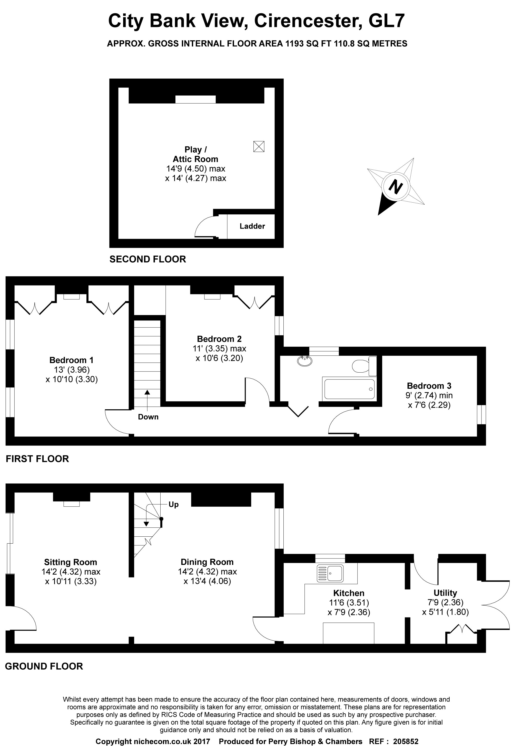 3 Bedrooms Terraced house for sale in City Bank View, Cirencester GL7