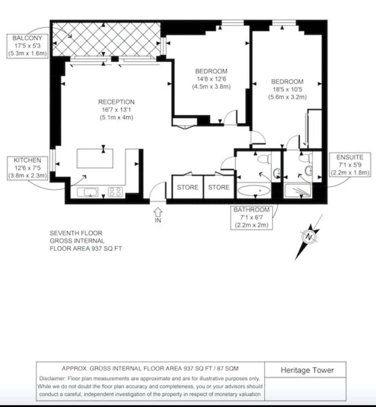 703, Heritage Tower, Canary Wharf , London  floorplan