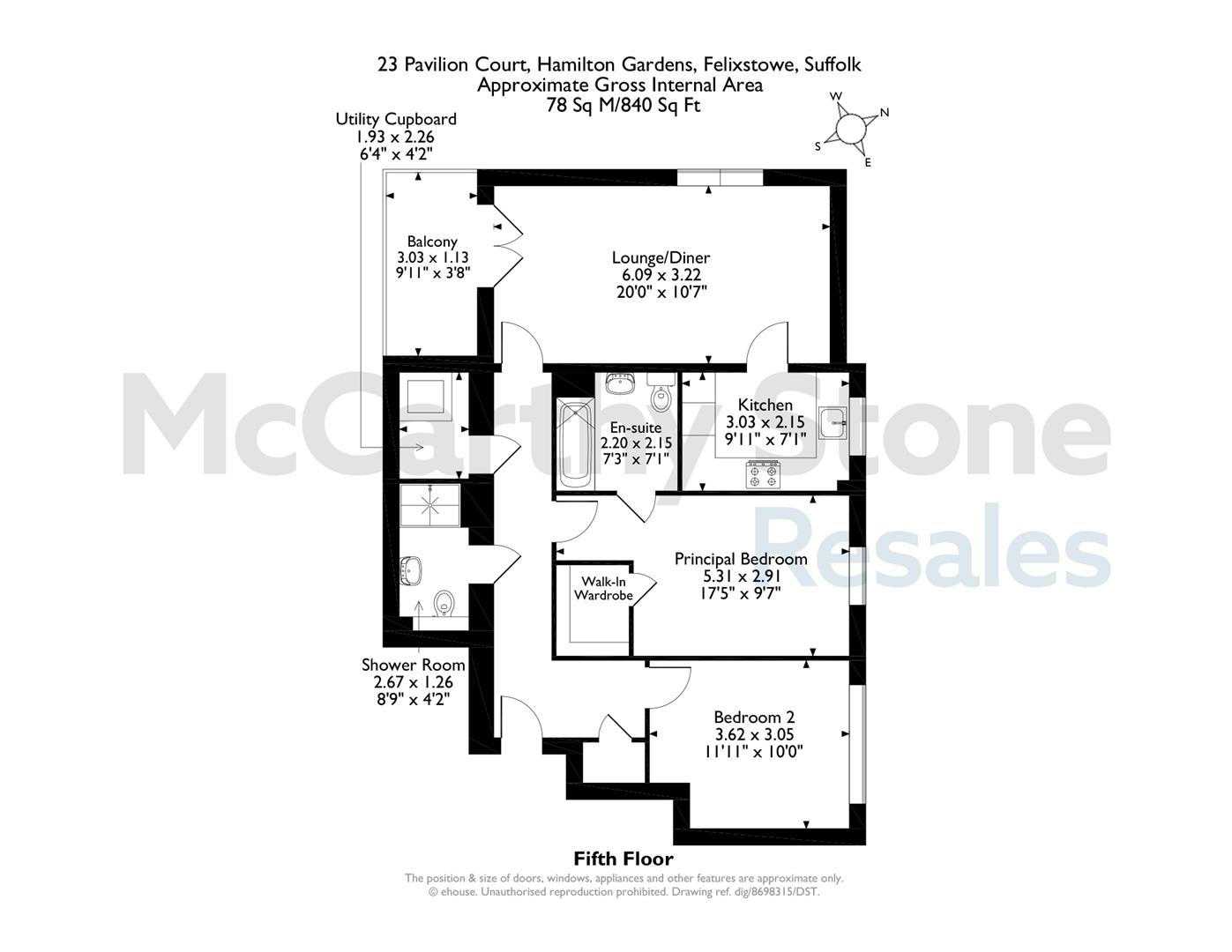 23 Pavilion Court, Hamilton Gardens, Felixstowe floorplan