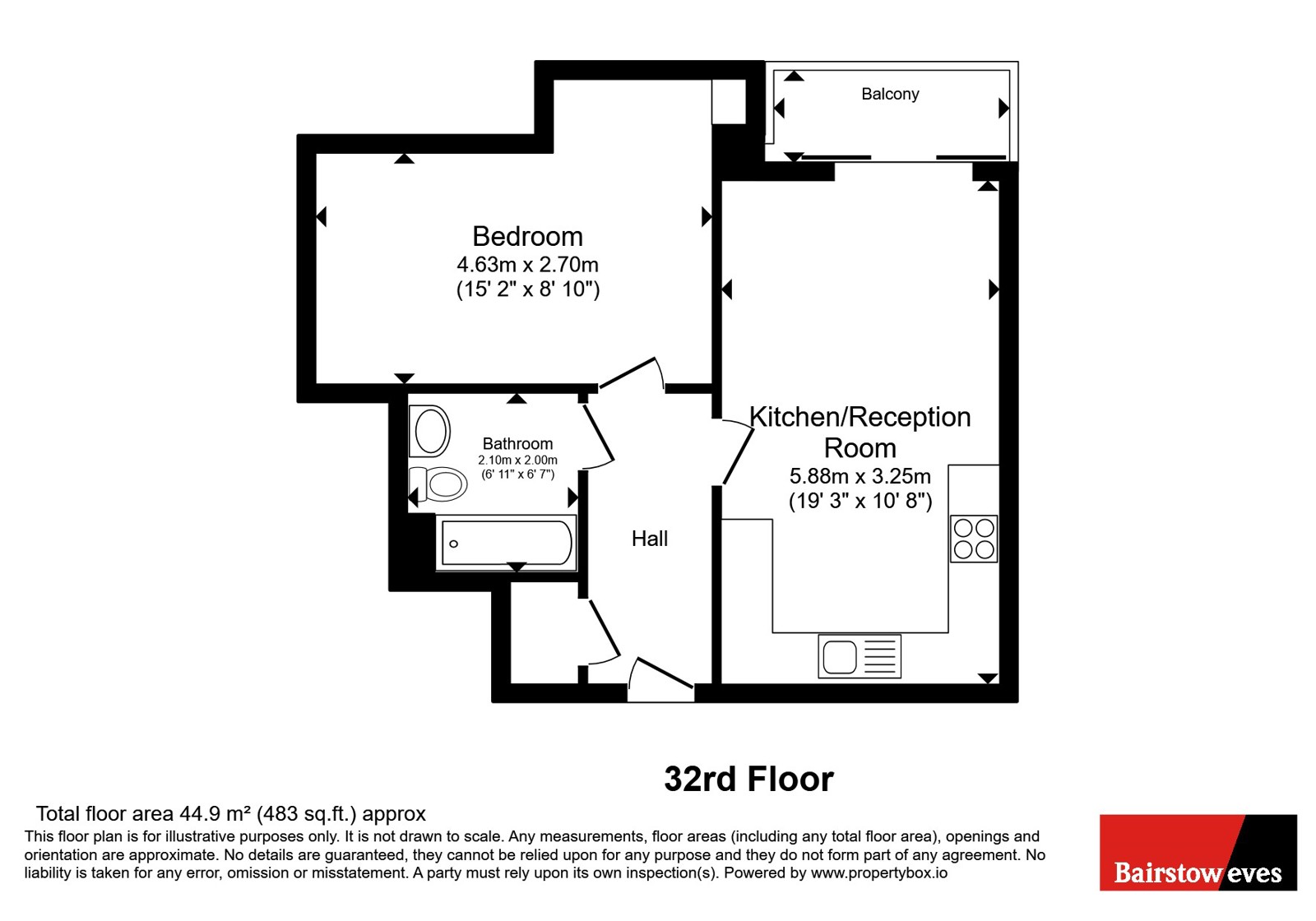 Flat 34, 53, Whytecliffe Road South, Purley floorplan