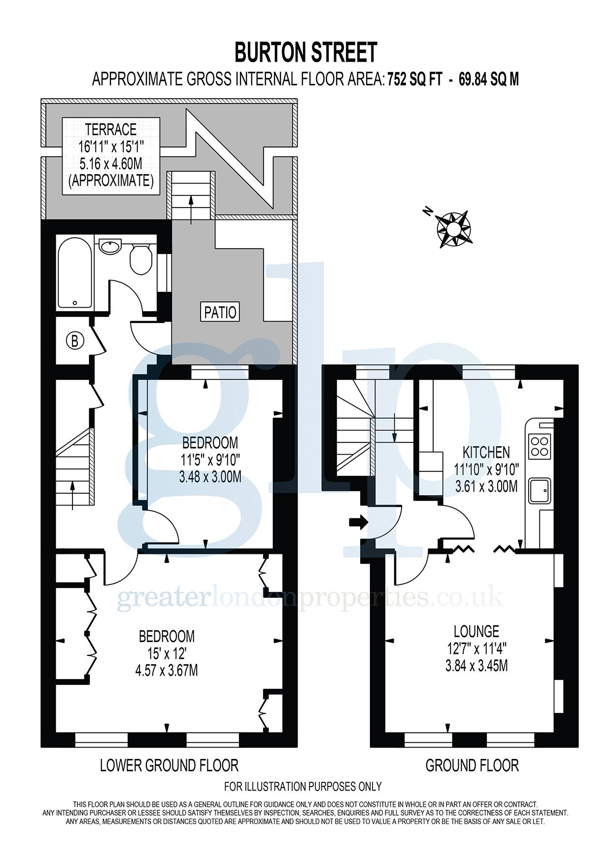 2 Bedrooms Flat to rent in Burton Street, London WC1H