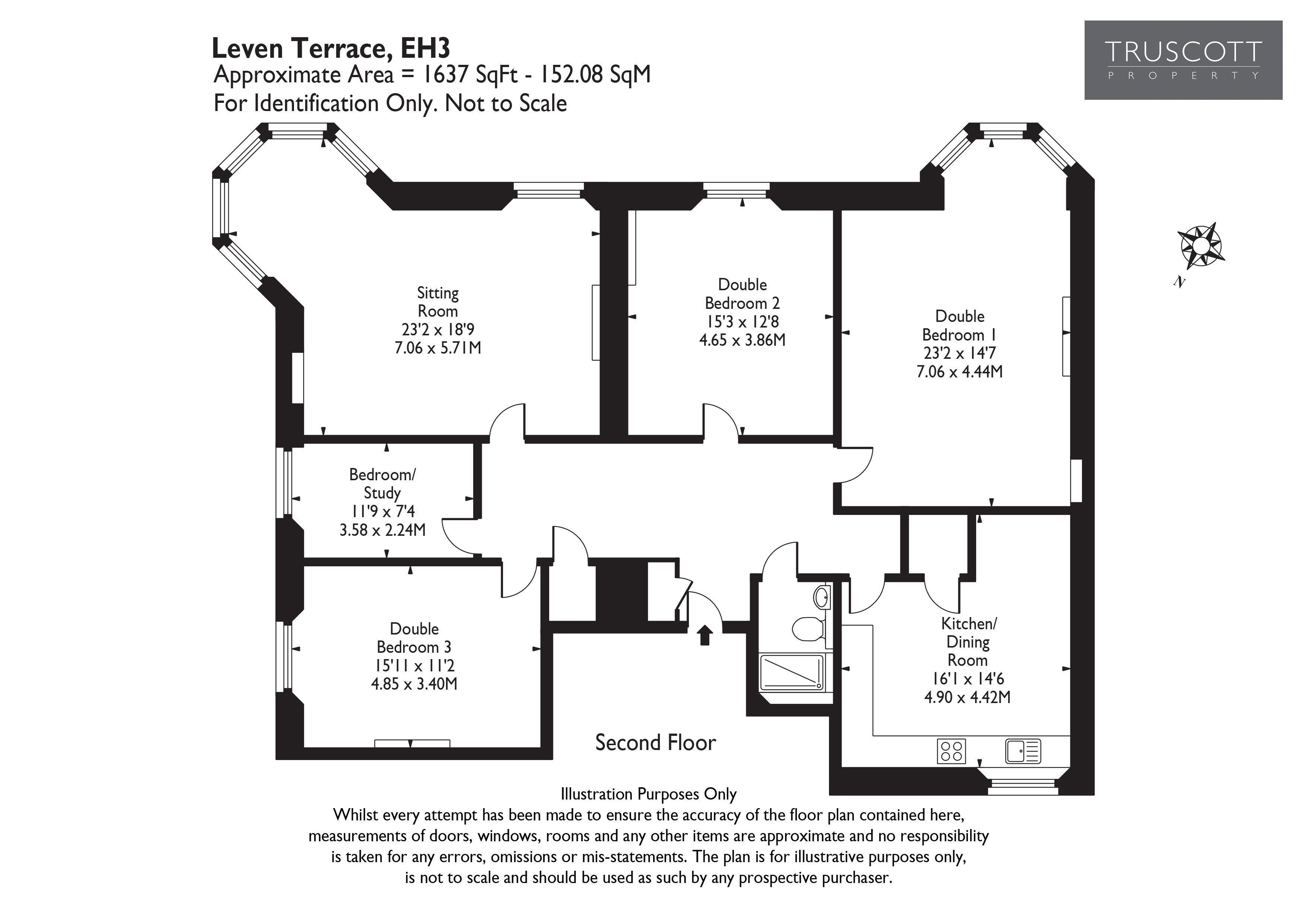 15/4 Leven Terrace, Bruntsfield Links, Edinburgh EH3, 4 bedroom flat