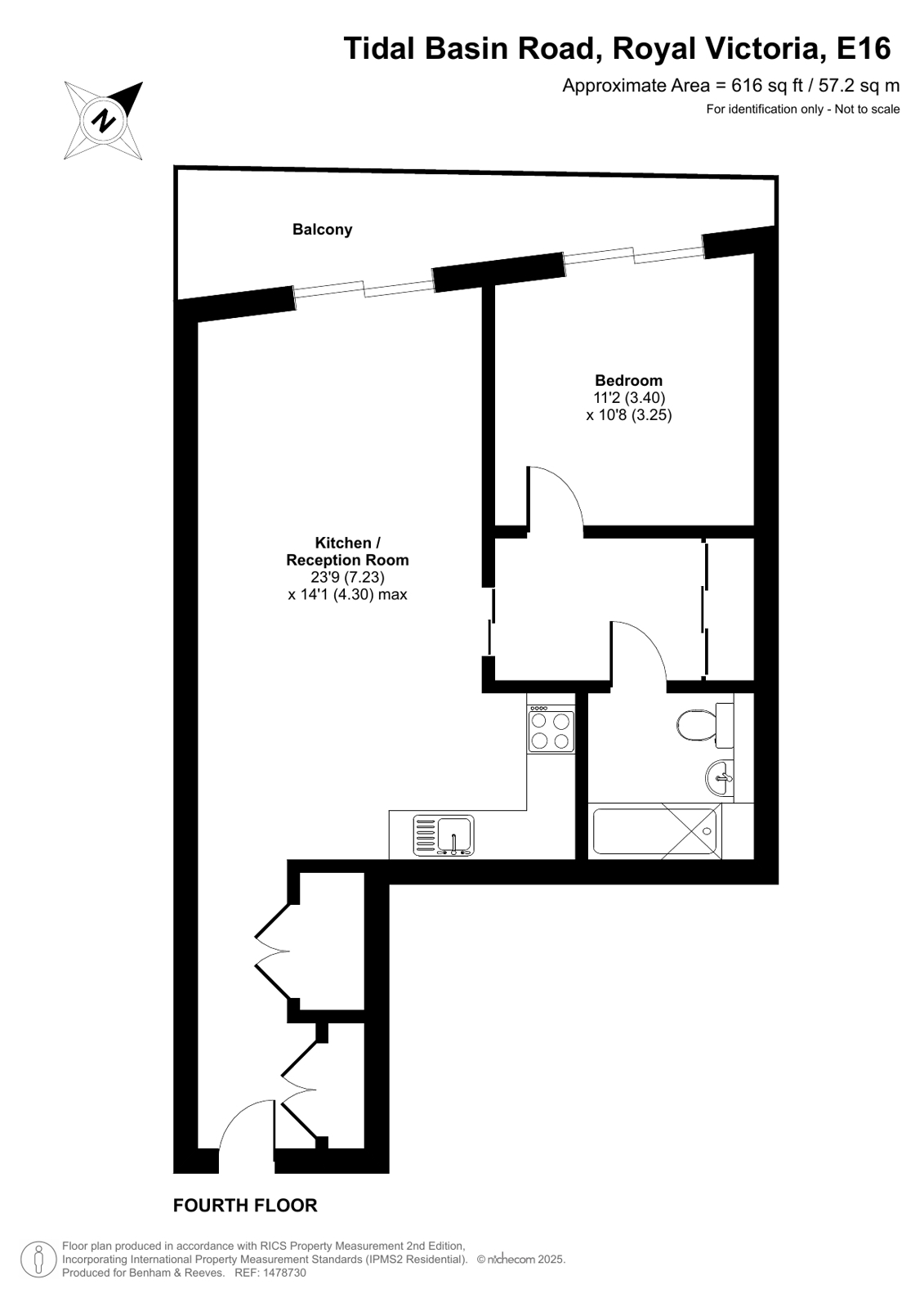 Apartment 409, 1, Tidal Basin Road, Royal Victoria floorplan