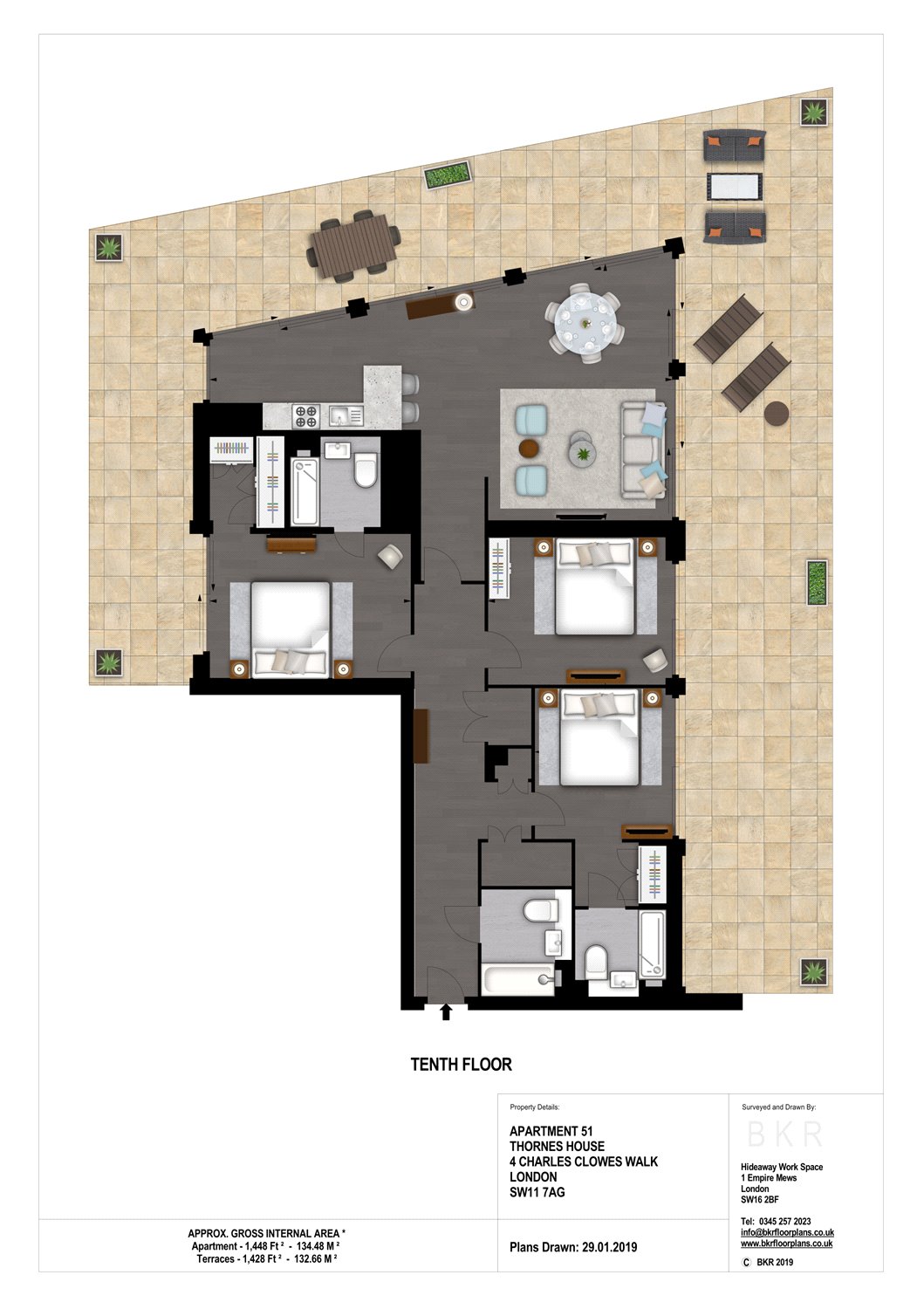 3 Bedrooms Flat to rent in London SW11