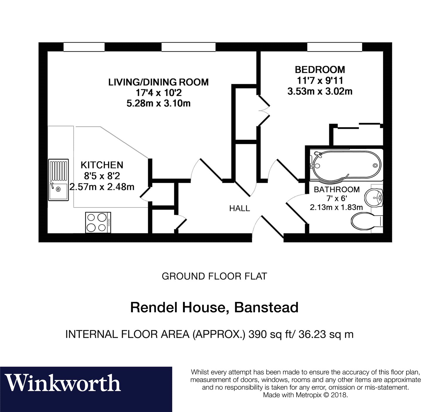 1 Bedrooms Flat for sale in Rendel House, Elizabeth Drive, Banstead, Surrey SM7