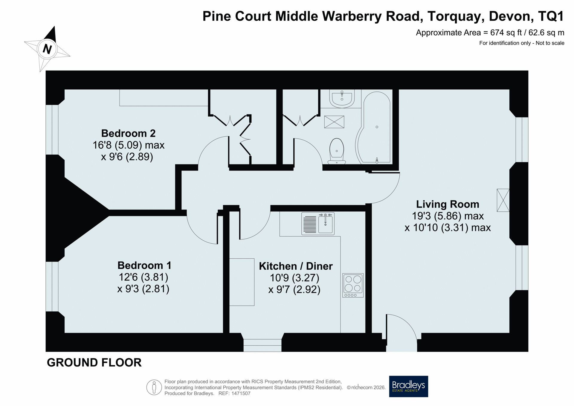 Flat 11, Pine Court,, Middle Warberry Road, Devon floorplan