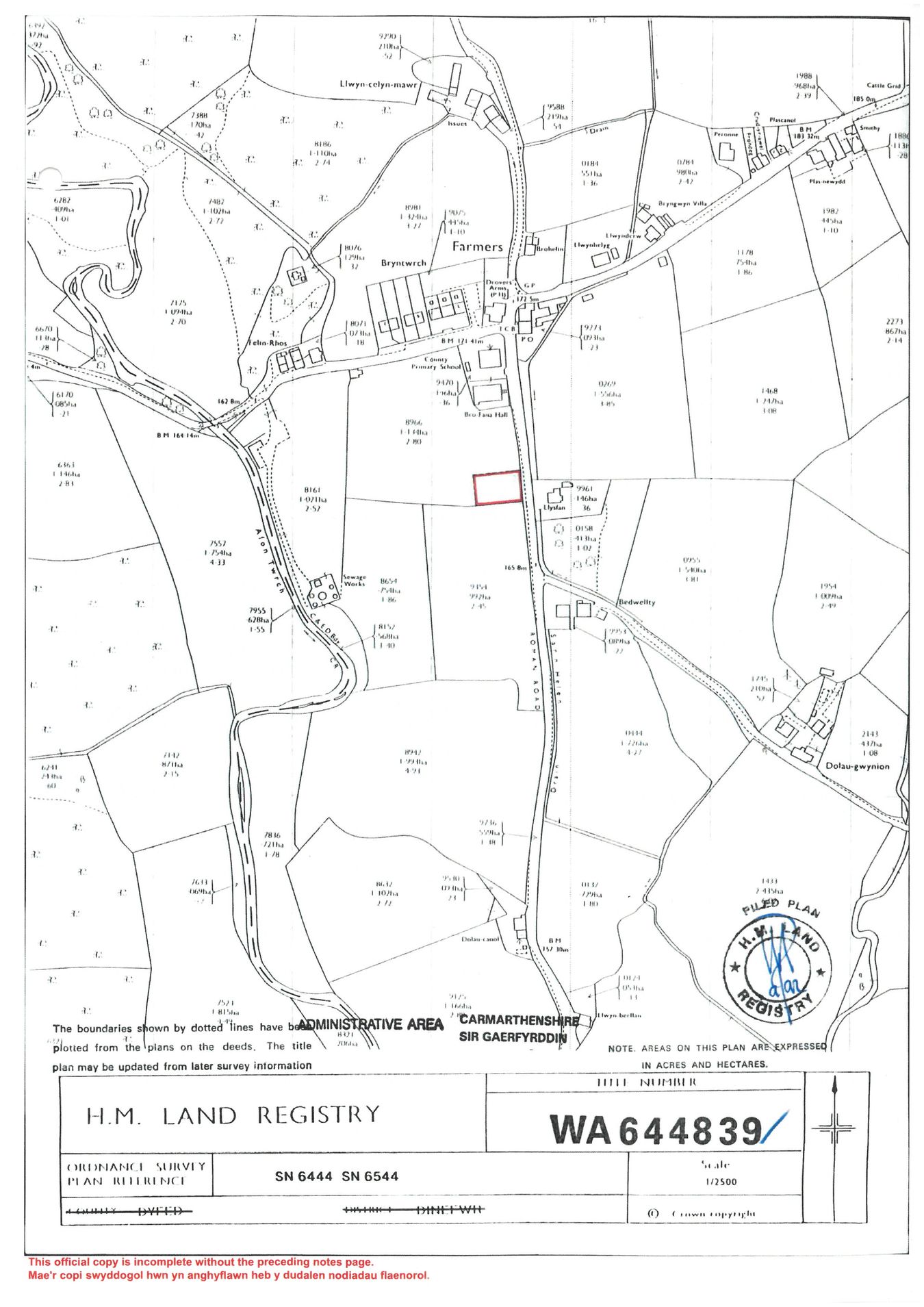Ffarmers, Llanwrda floorplan