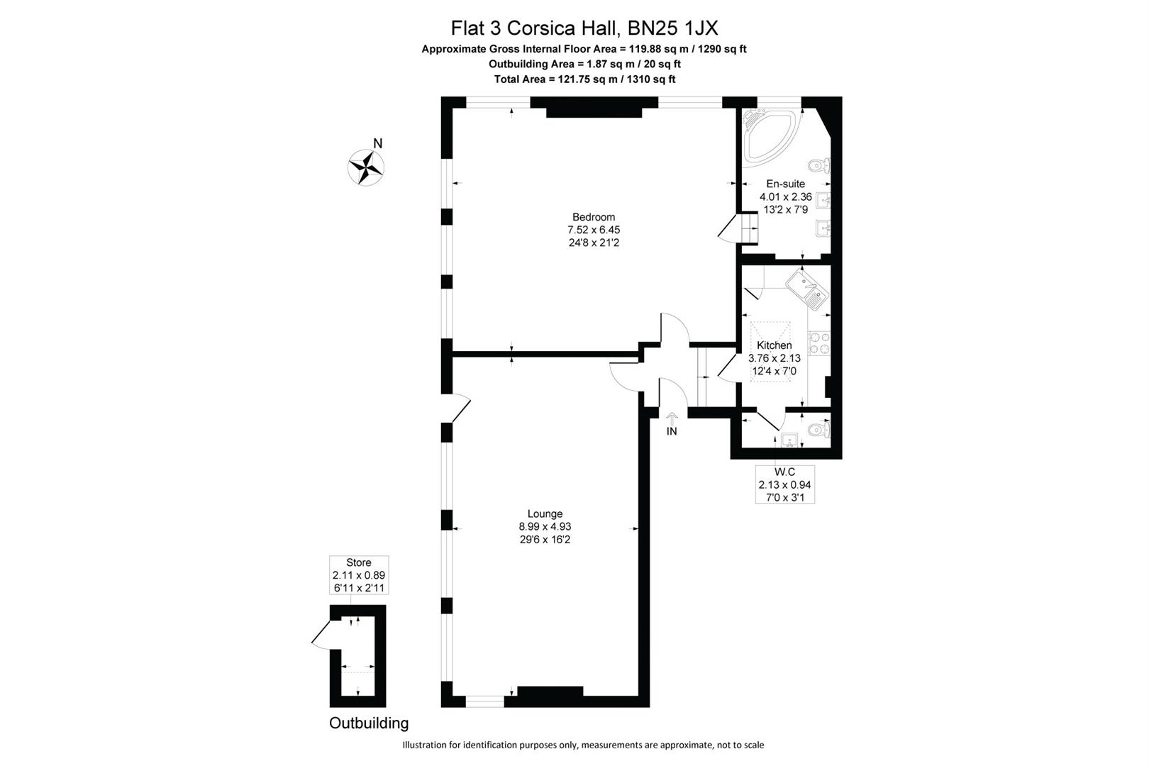 Flat 3 Corsica Hall, College Road, Seaford floorplan