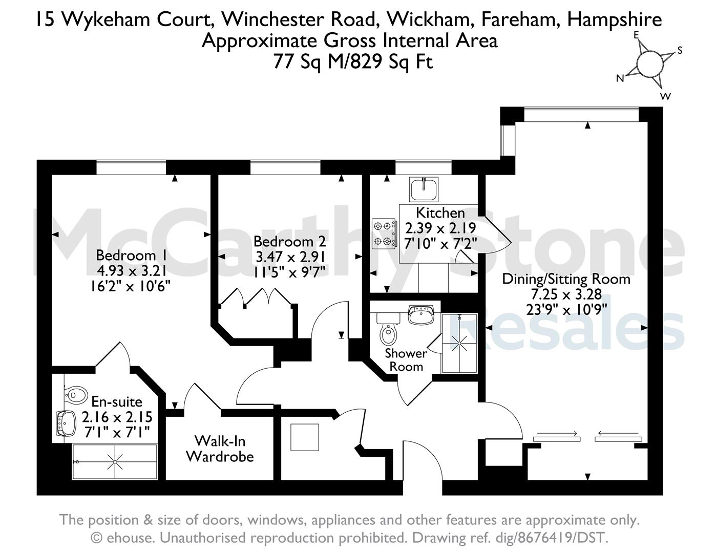 15 Wykeham Court, Winchester Road, Fareham floorplan