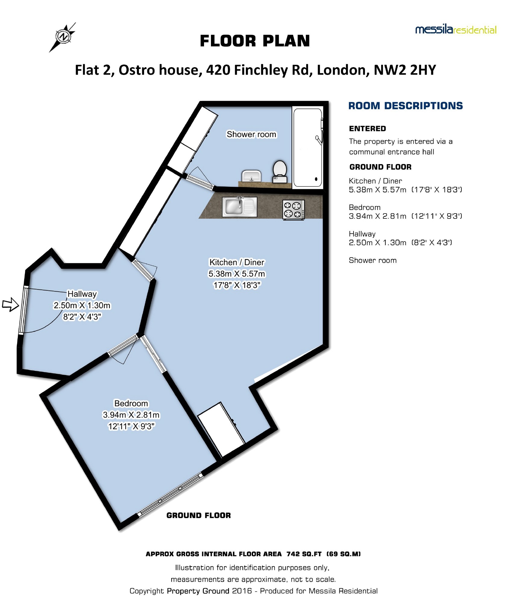 1 Bedrooms Flat to rent in Ostro House, Finchley, Hampstead, London NW2