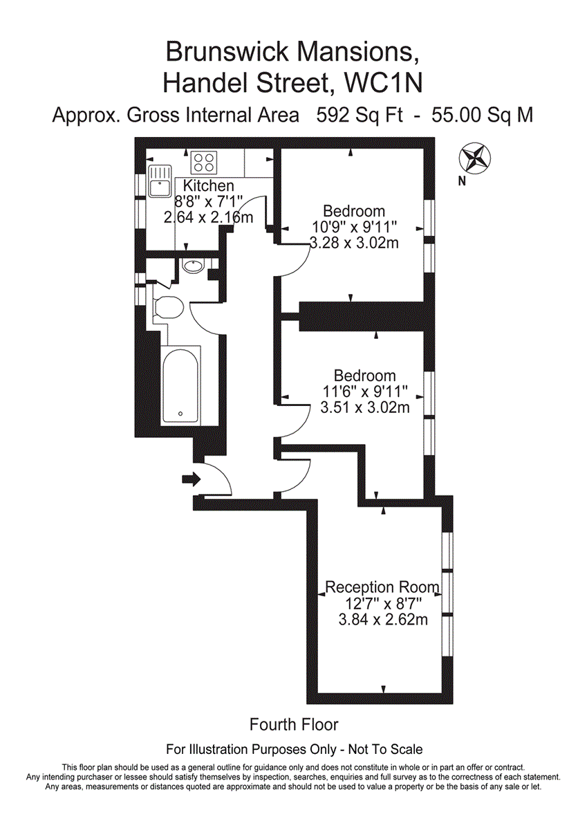 Flat 16, 8, Brunswick Mansions, Handel Street, Bloomsbury floorplan