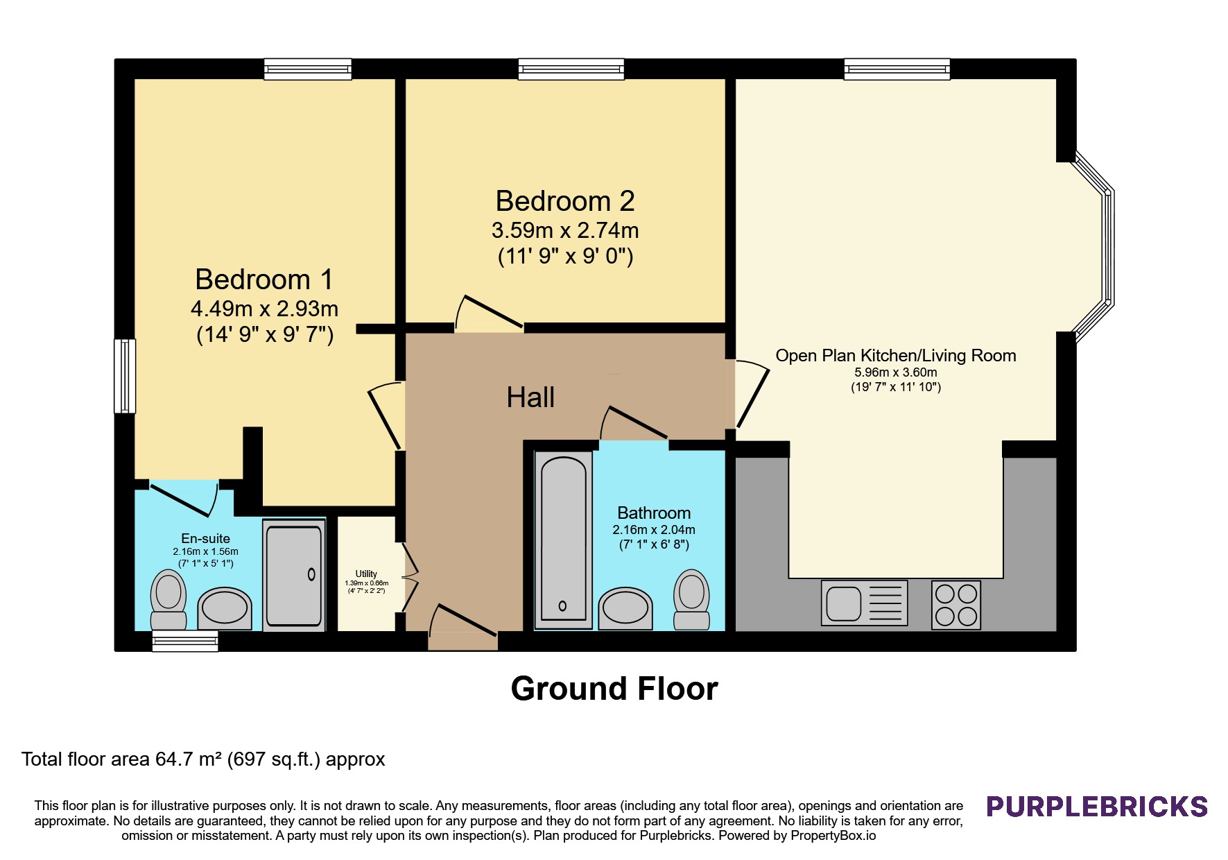 Flat 2, 20, Penrhyn Way, Grantham floorplan