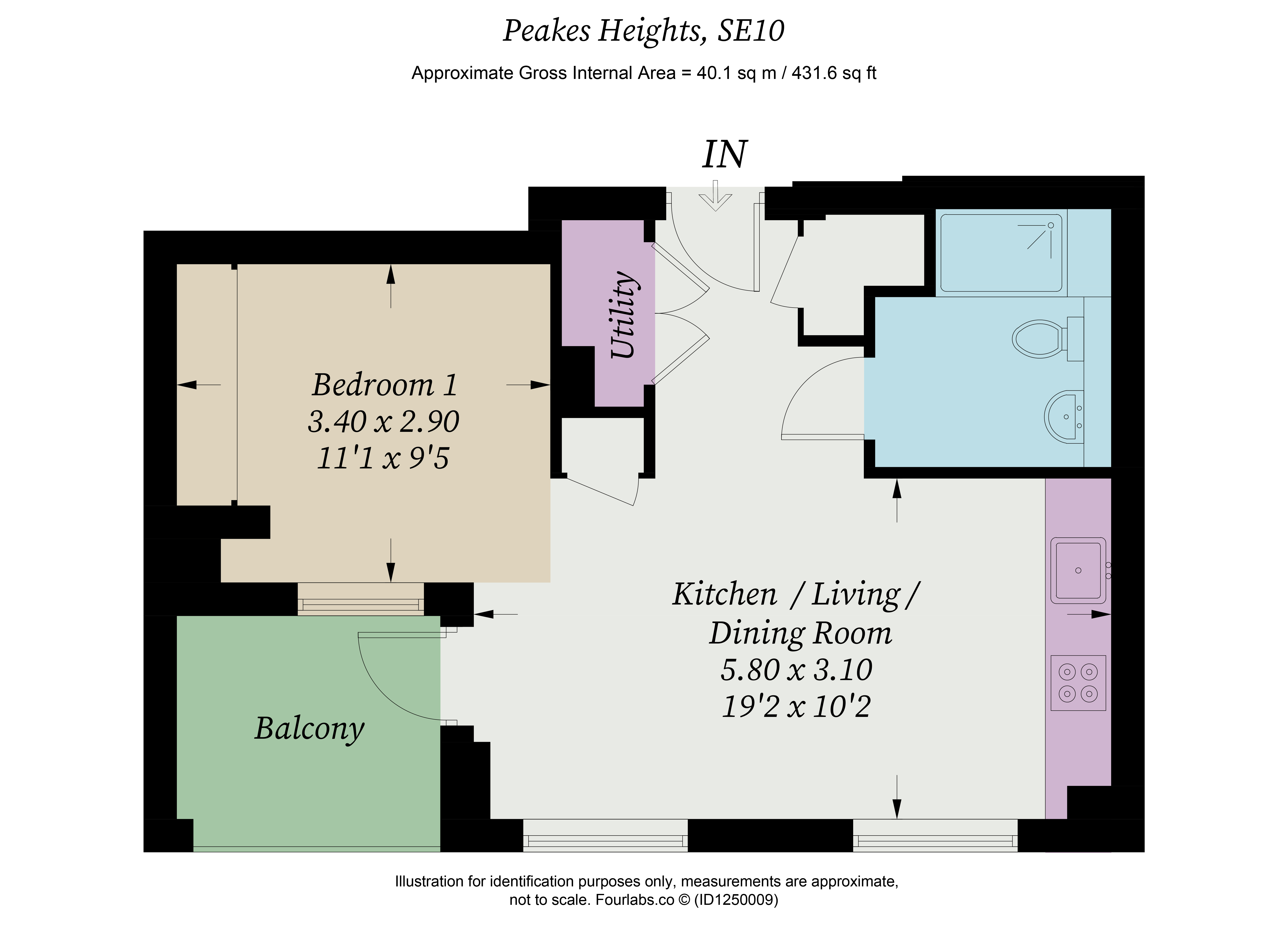 Flat 1303, Peakes Heights, 37 West Parkside, London floorplan