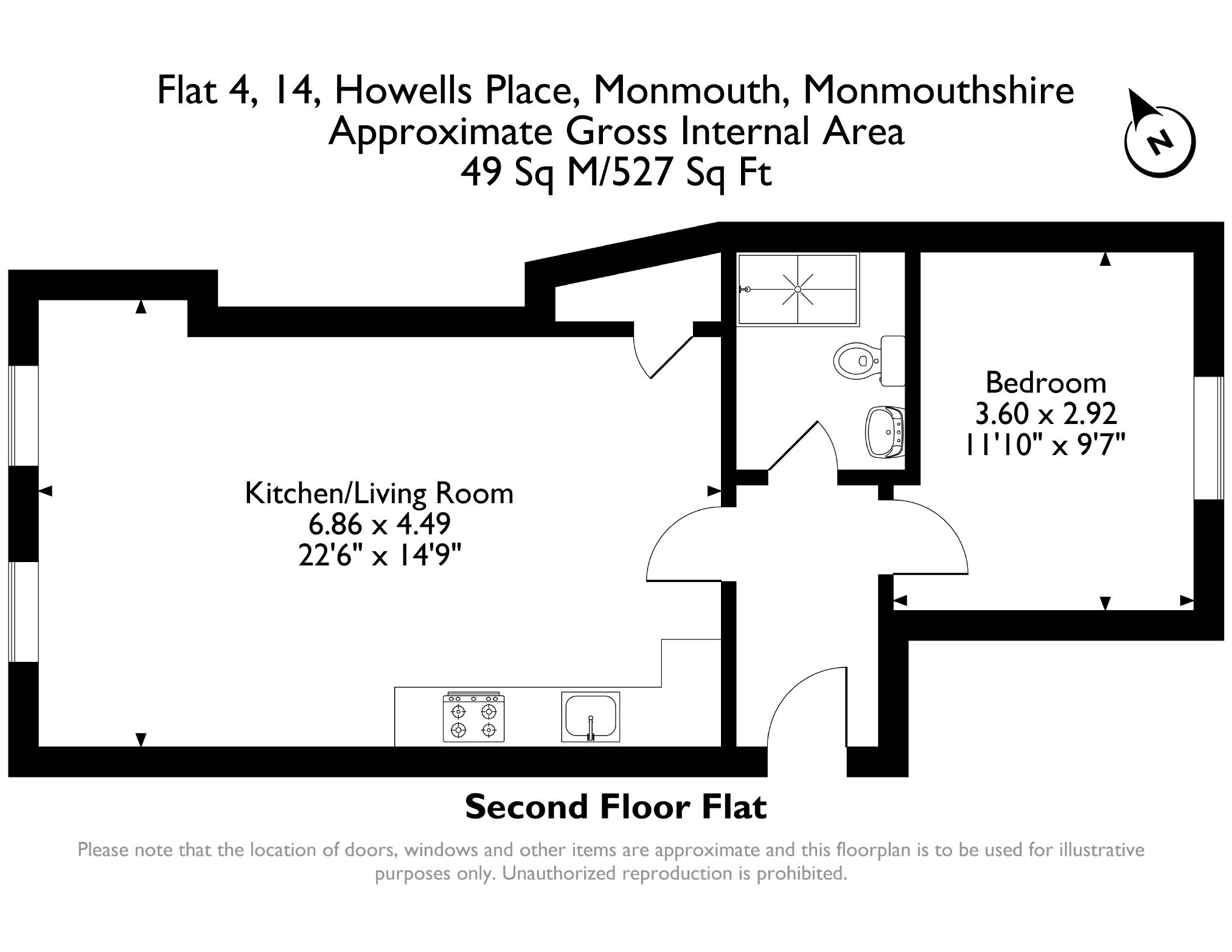 Flat 4 14, Howells Place, Monmouth floorplan