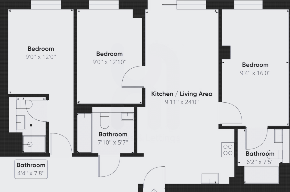 Apartment 713, 3 Pomona Strand, Manchester floorplan