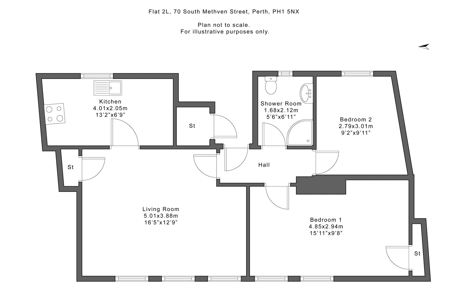 2 Bedrooms Flat to rent in Flat 2/L, 70 South Methven Street, Perth PH1