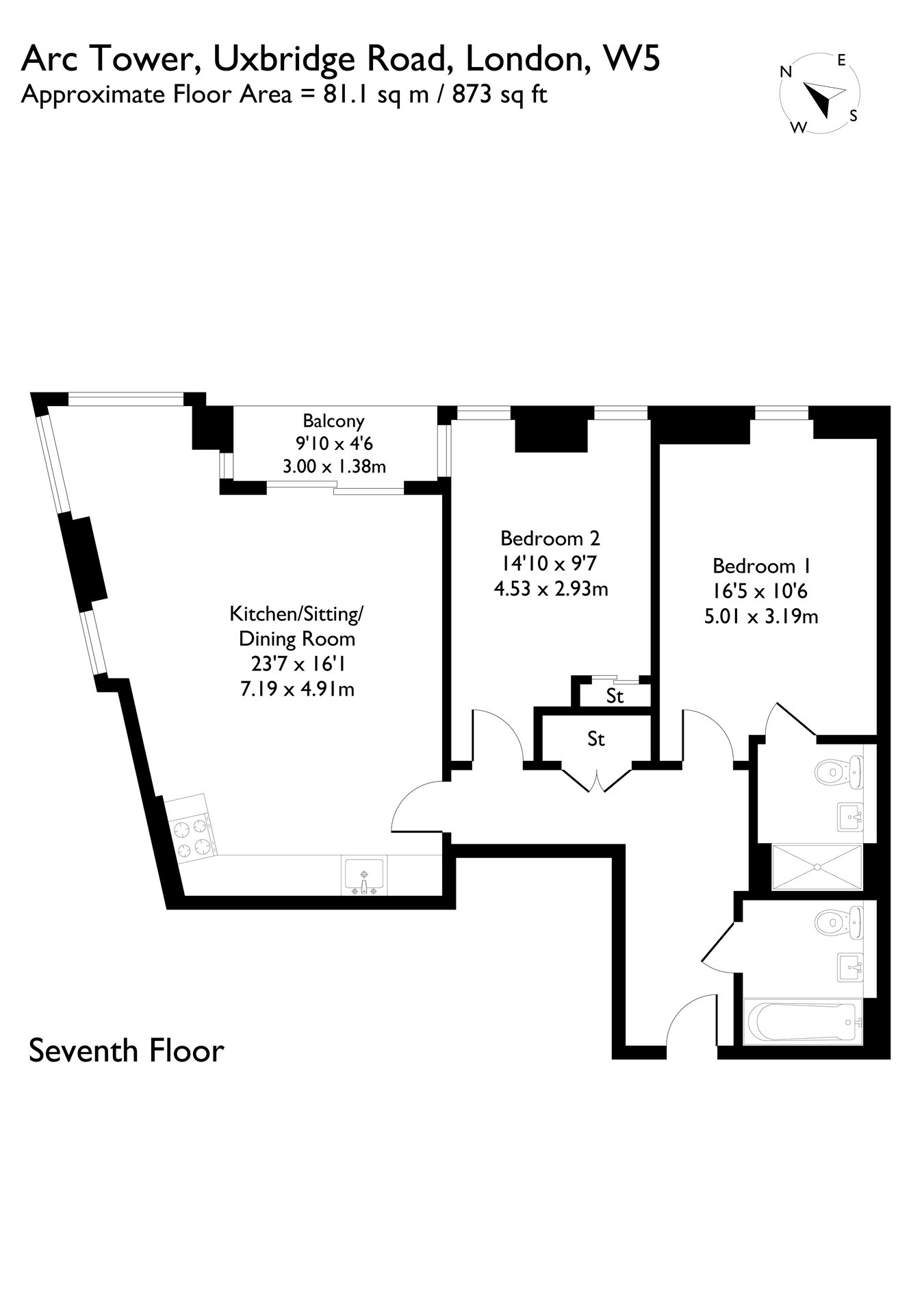 76, Arc Tower, Uxbridge Road, Ealing floorplan