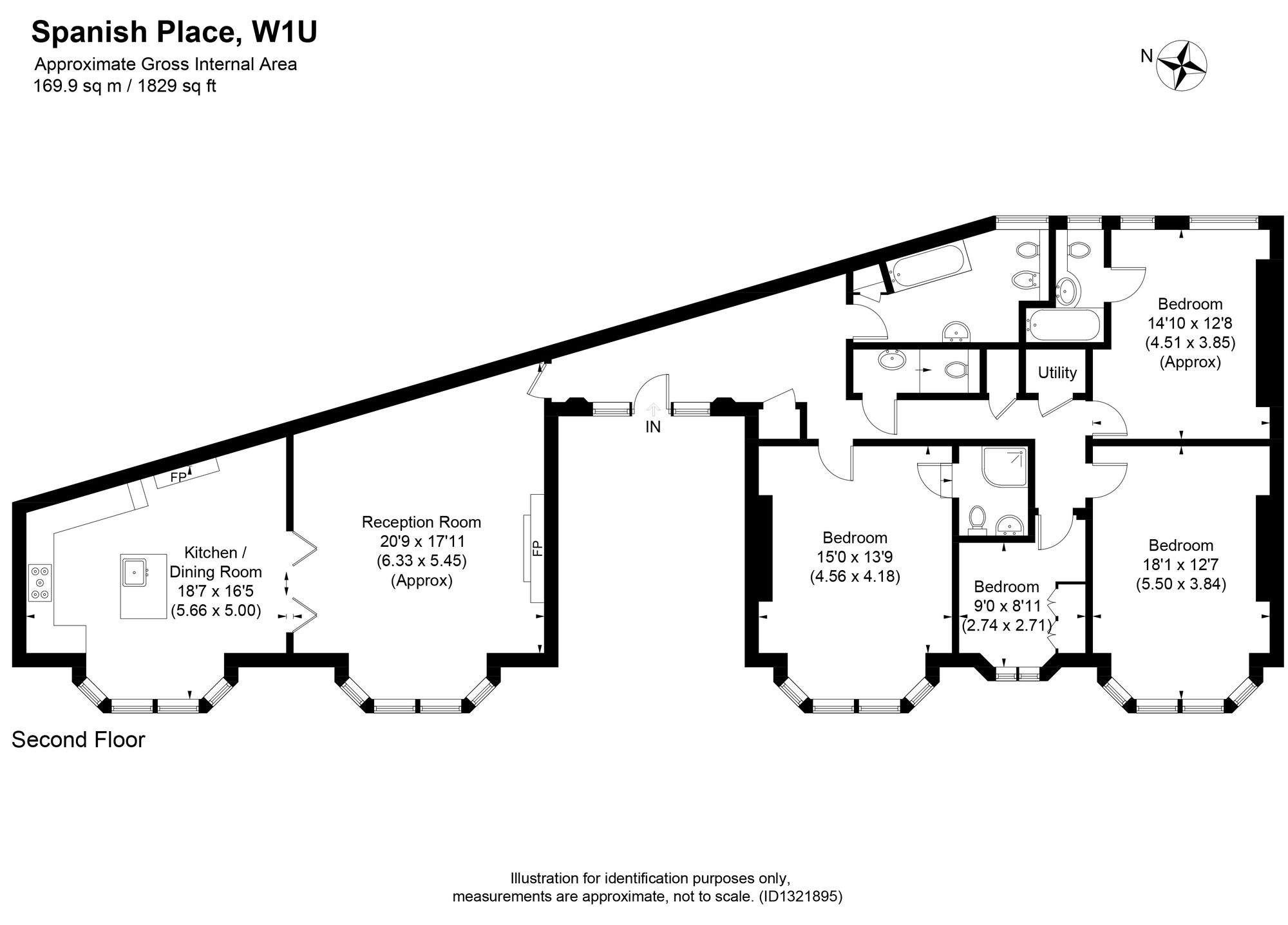 Flat 4, 6 Spanish Place, London floorplan