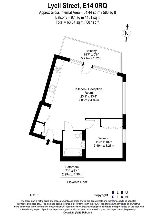 1003 ,Modena House, 19 Lyell Street, London floorplan